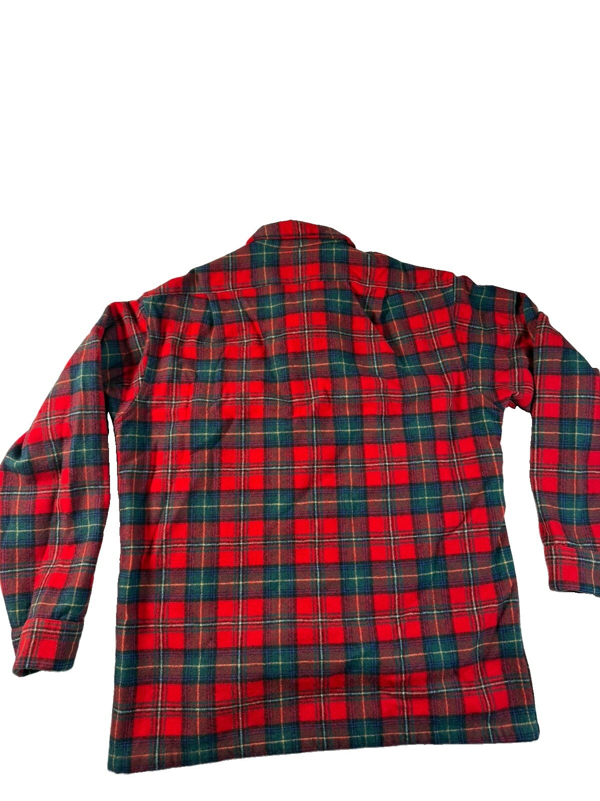 Men Pendleton 70's Check Flannel Plaid Shirt Red× Navy Wool Size M Pre Owned
