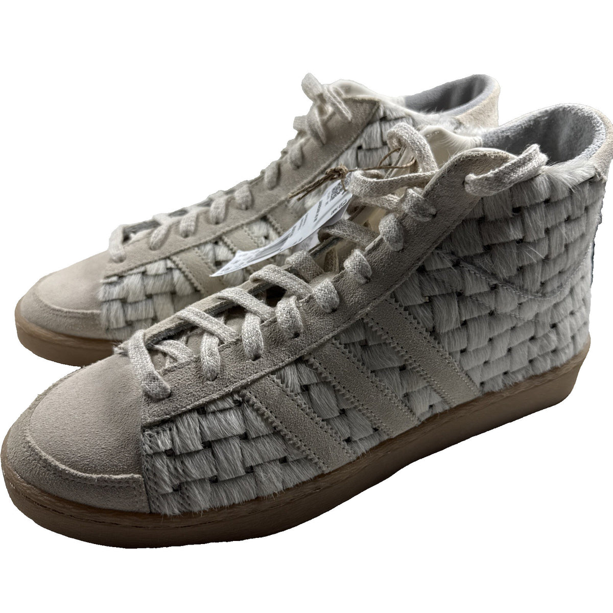 adidas Jabbar Hi  Womens Off White Sneakers Size 12 JS0799 Pony Hair NWT