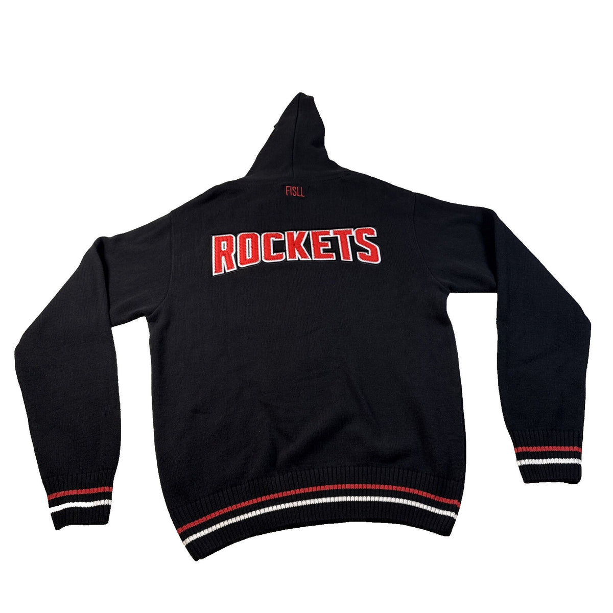FISLL Mens NBA ROCKETS  Pull Over Sweater Black Knit Hoodie Size L New With Tag