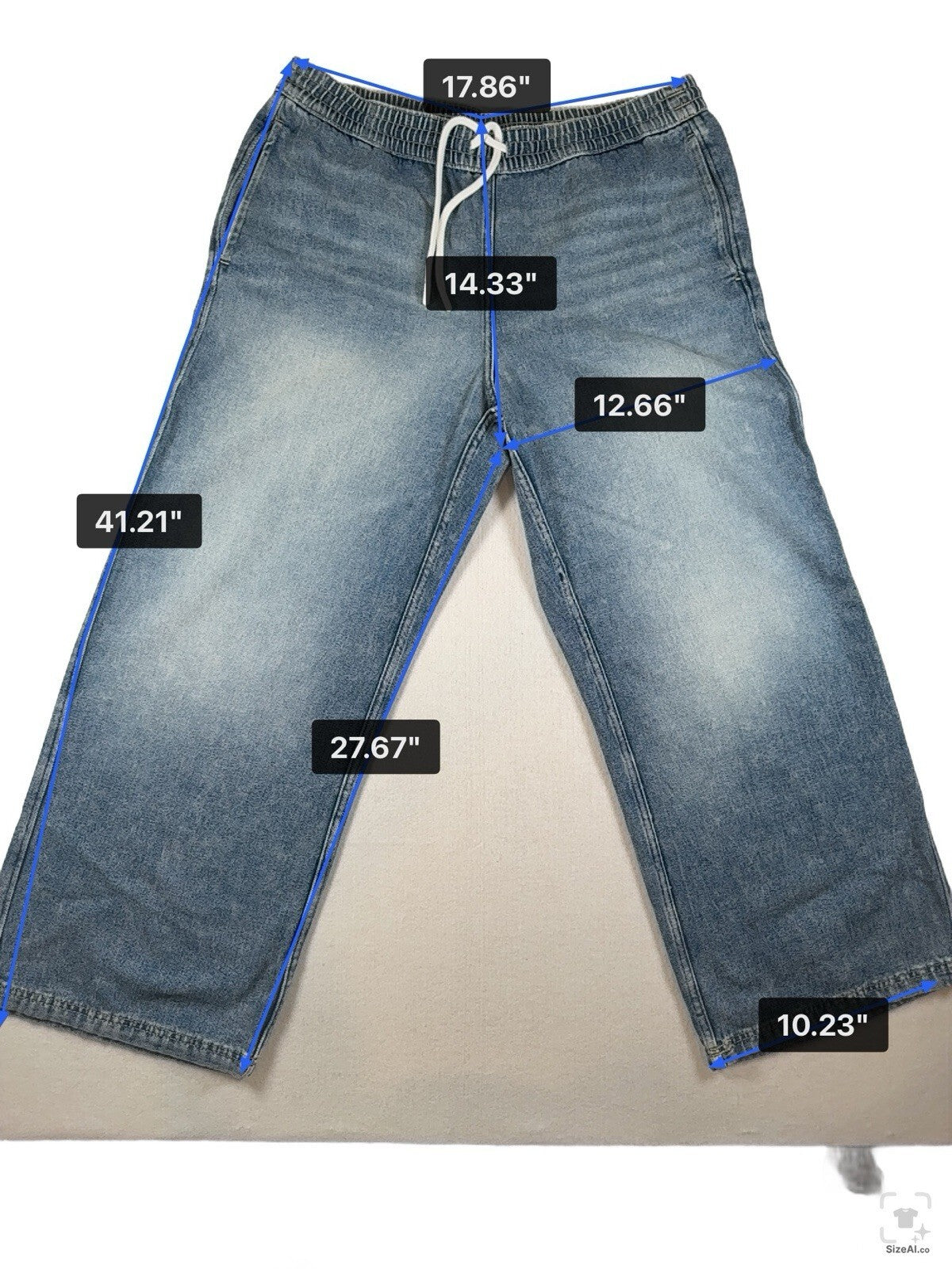 H&M Women's Wide-Leg Denim Jeans Size LDrawstring Waist Streetwear Pre Owned