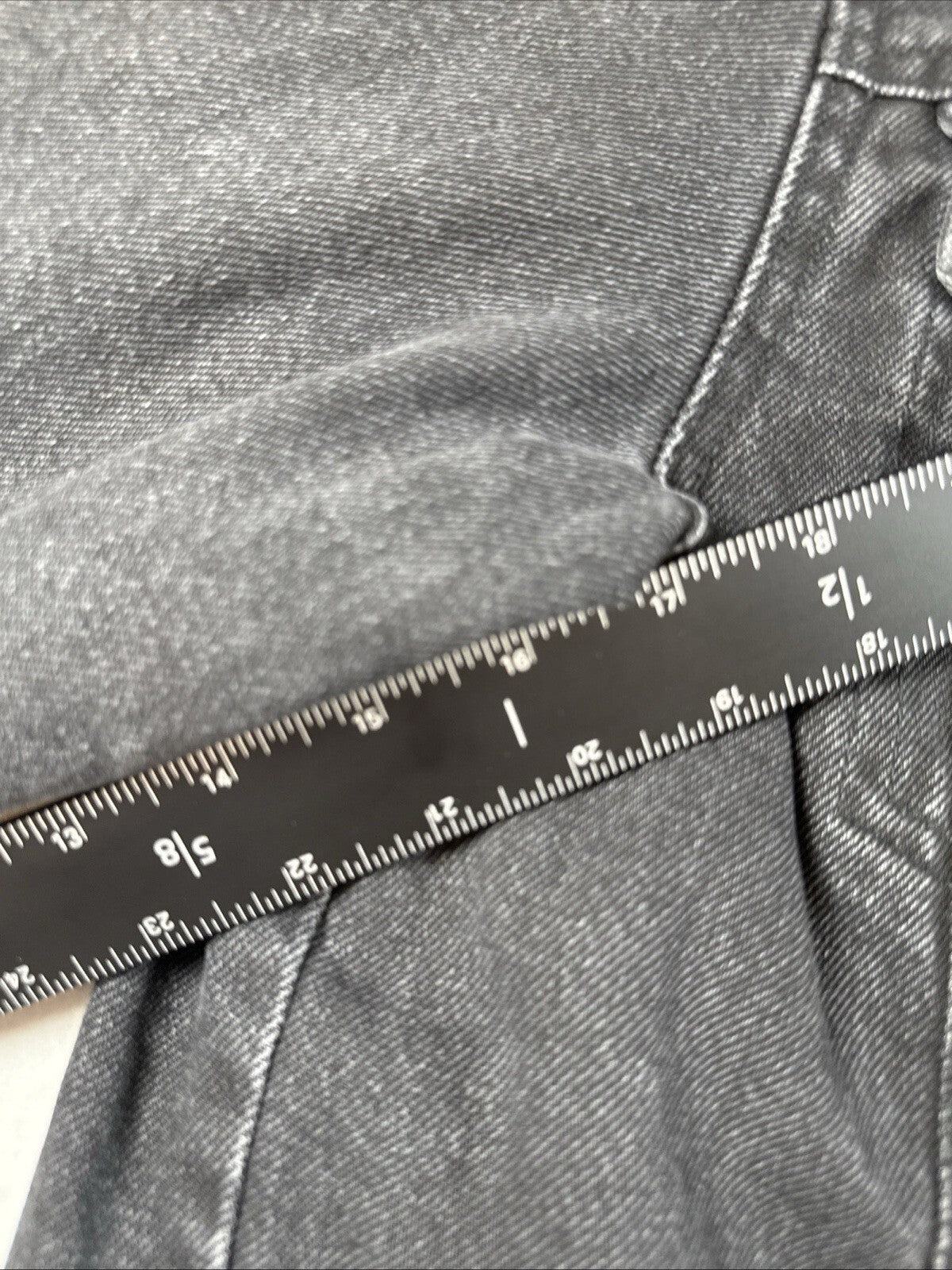 Bershka Men's Washed Black Denim Trucker Jacket Size Oversized Small Pre Owned