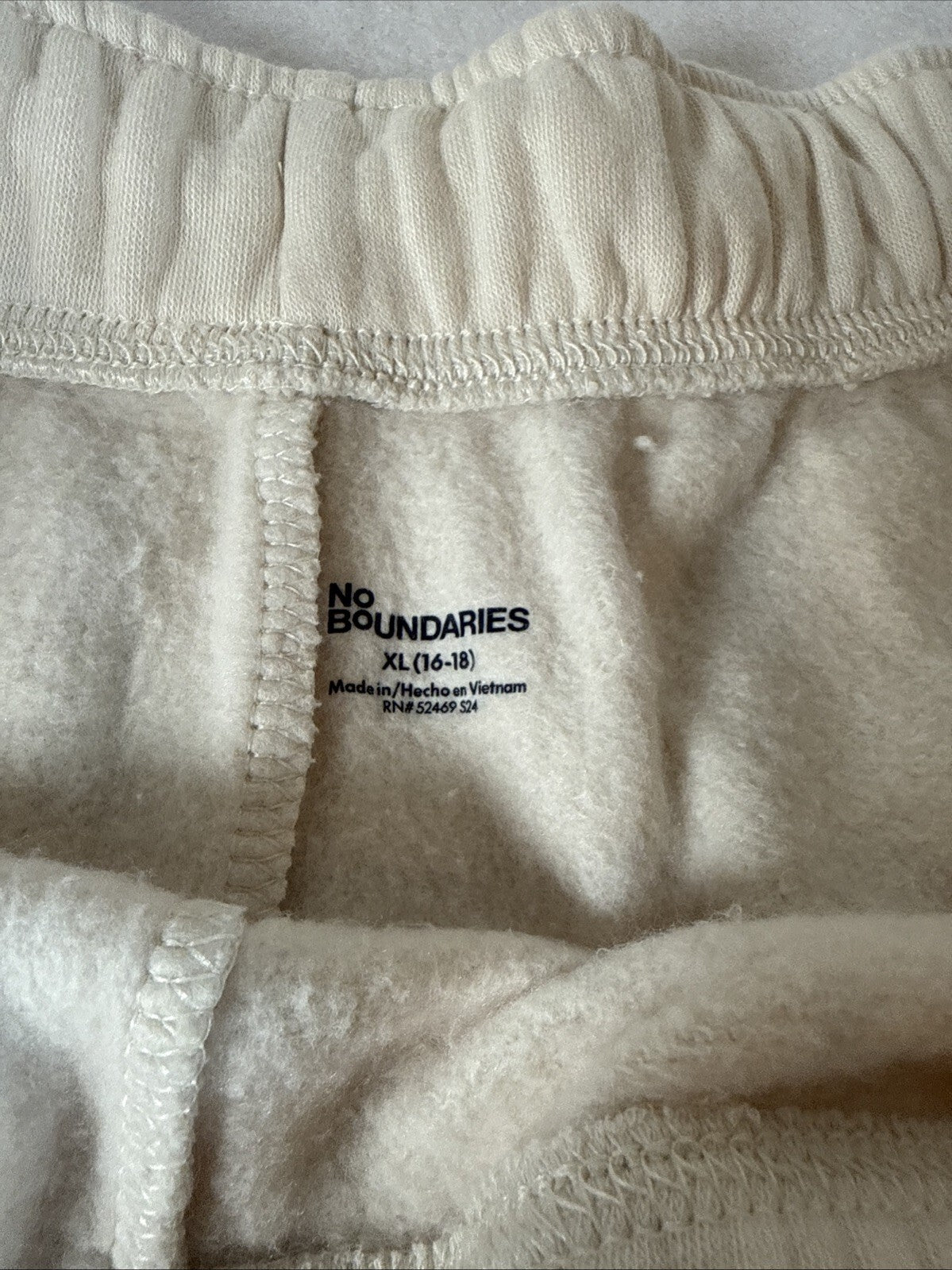 No Bound  Womens XL Beige Fleece Wide Leg Casual Drawstring Pockets Pre Owned
