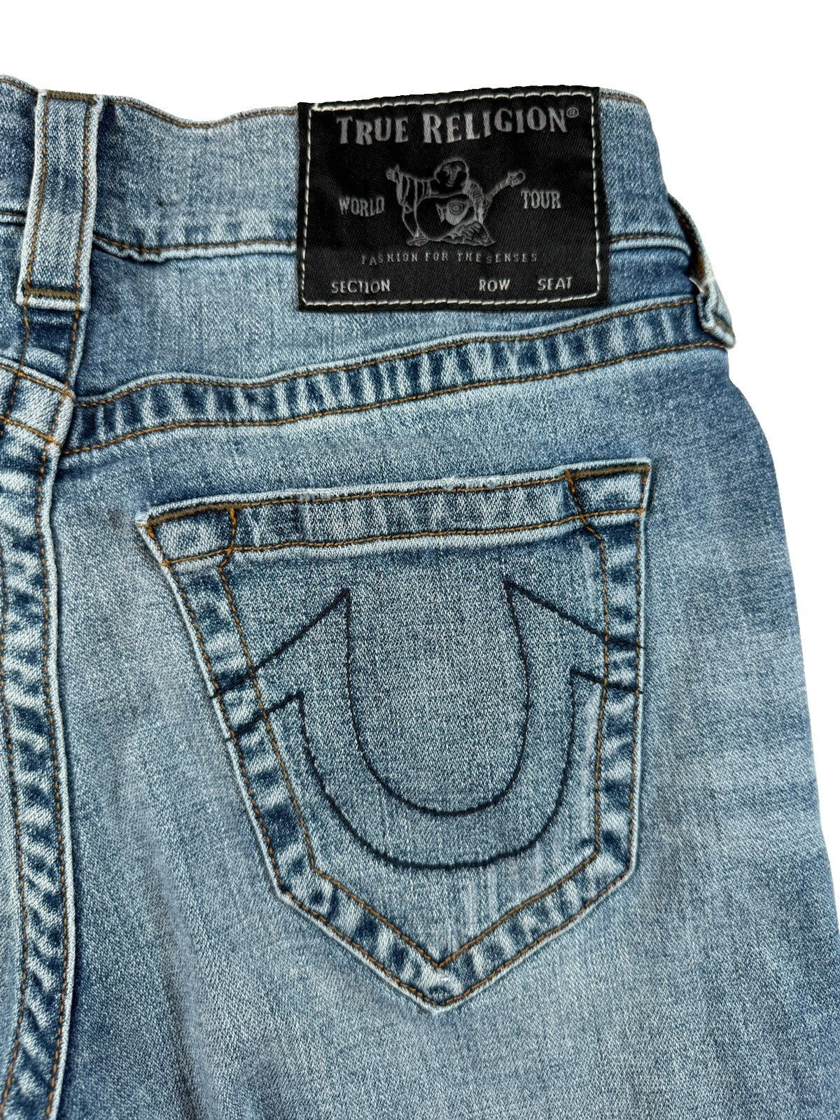 True Religion Rocco Womens Blue Jeans Relaxed Skinny Sz 28 Pre Owned