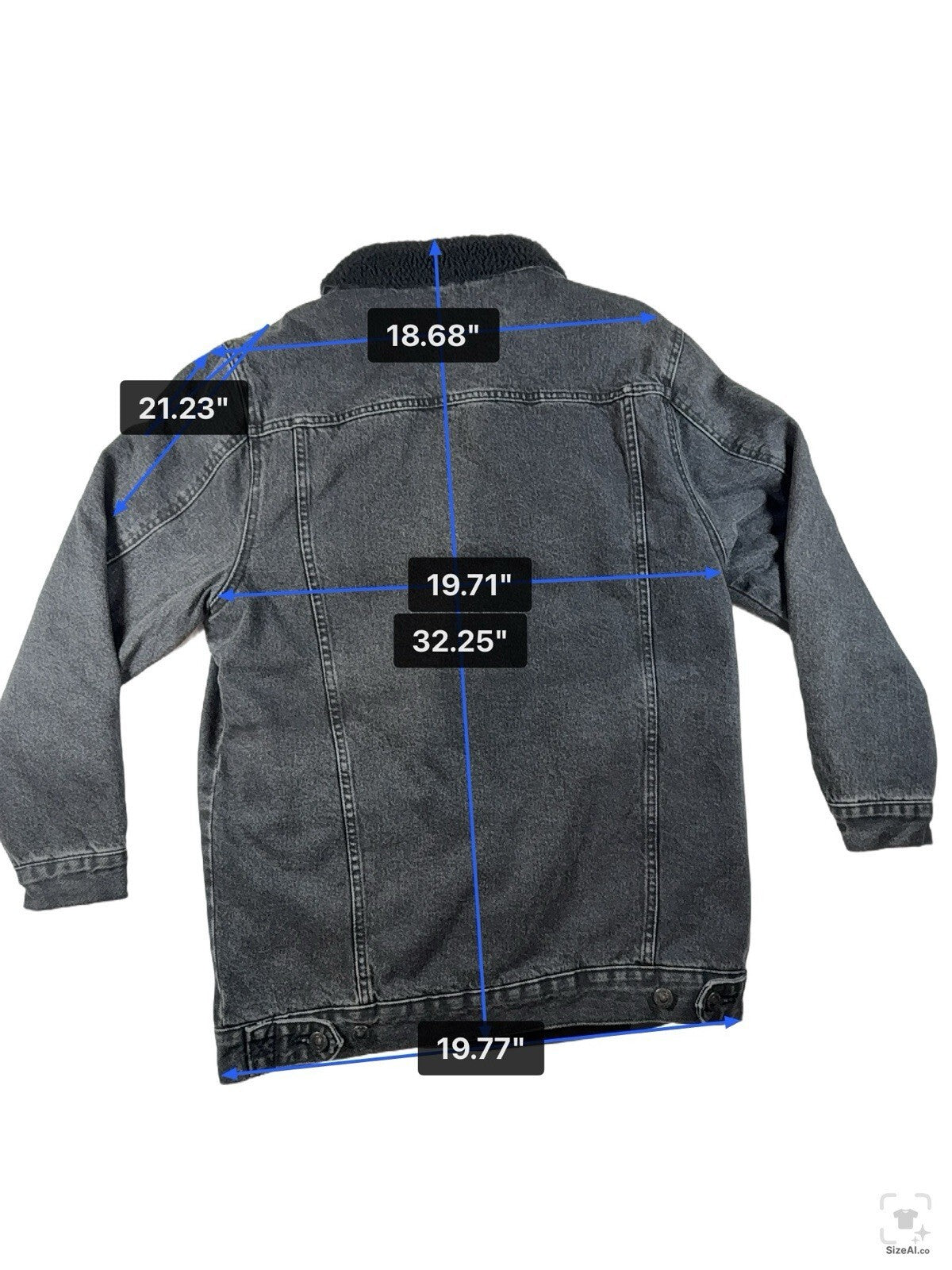 Bershka Men's Washed Black Denim Trucker Jacket Size Oversized Small Pre Owned