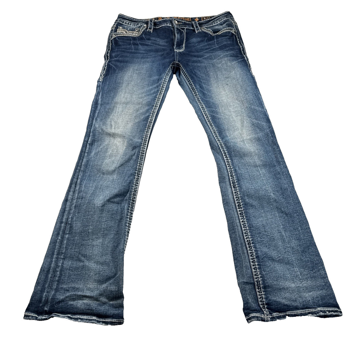 Rock Revival Mens Blue Jeans Size 31 Boot Cut Mid Rise Pre Own