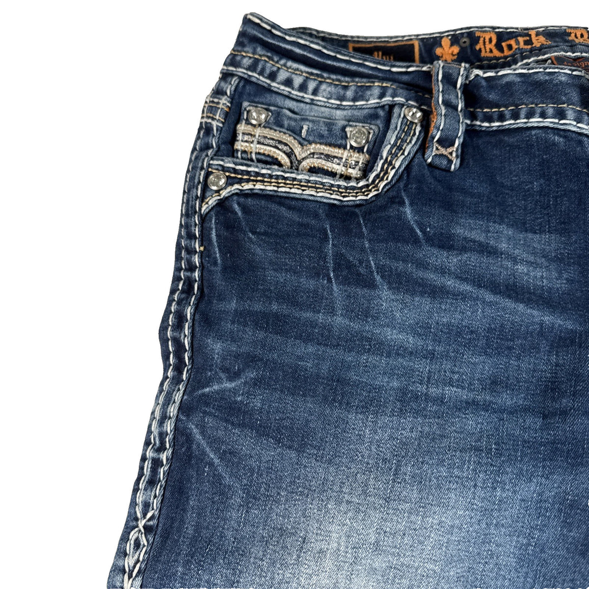 Rock Revival Mens Blue Jeans Size 31 Boot Cut Mid Rise Pre Own
