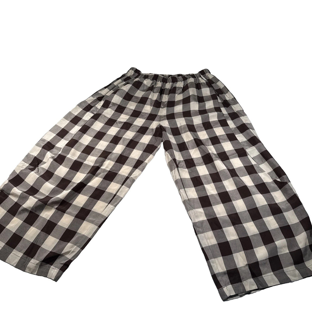 ZW Collection Gingham / Plaid Brown Flowy Pants from Zara Size XL New With Tags