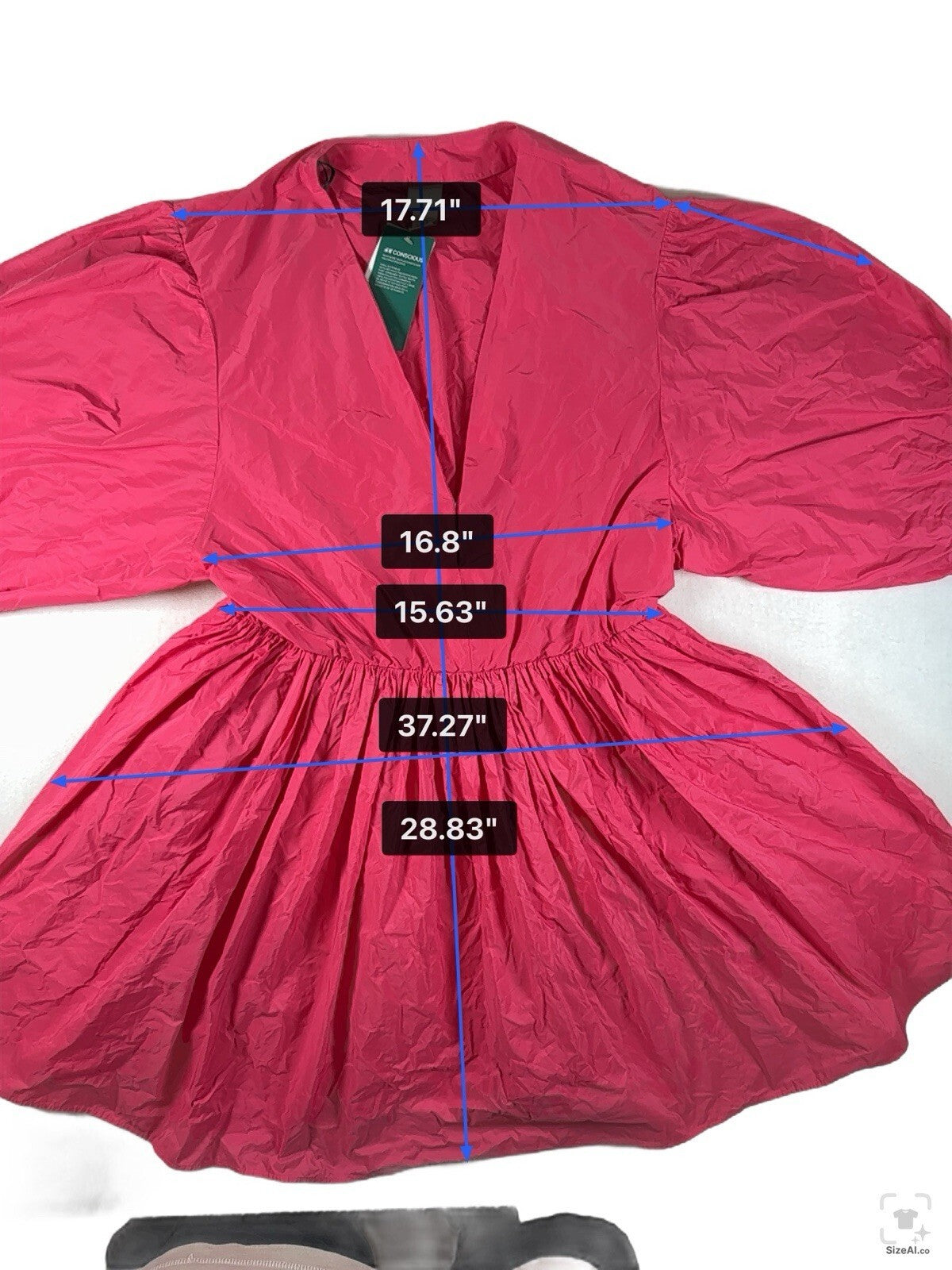 H&M Show Stopping V-Neck Dress With Puffy Arms Size Large Pre Owned