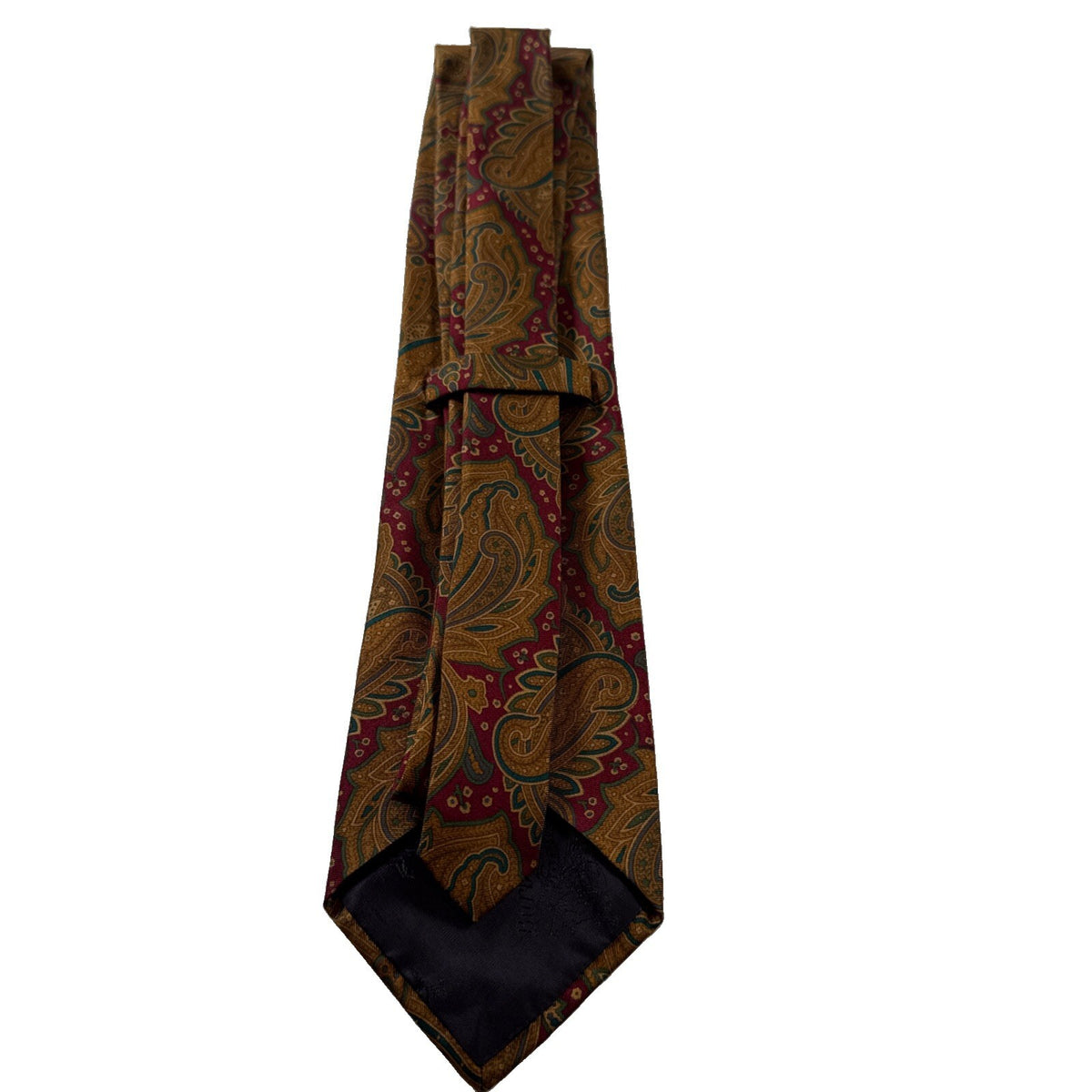 Burberry Men’s Silk Tie British Burberry Old Money Tie Burgundy/Gold Pre Owned
