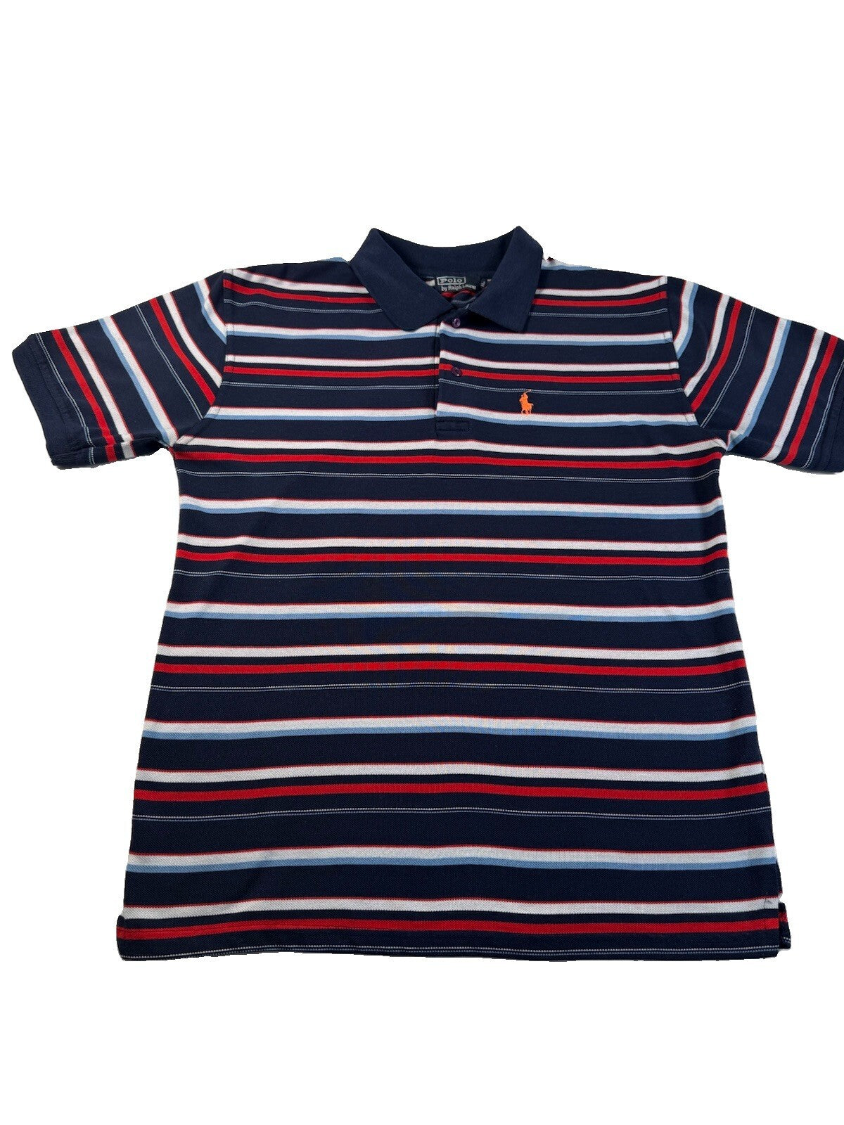 Polo Ralph Lauren Polo Shirt Blue & White Red Striped W/ Pony XL Youth Pre-Owned