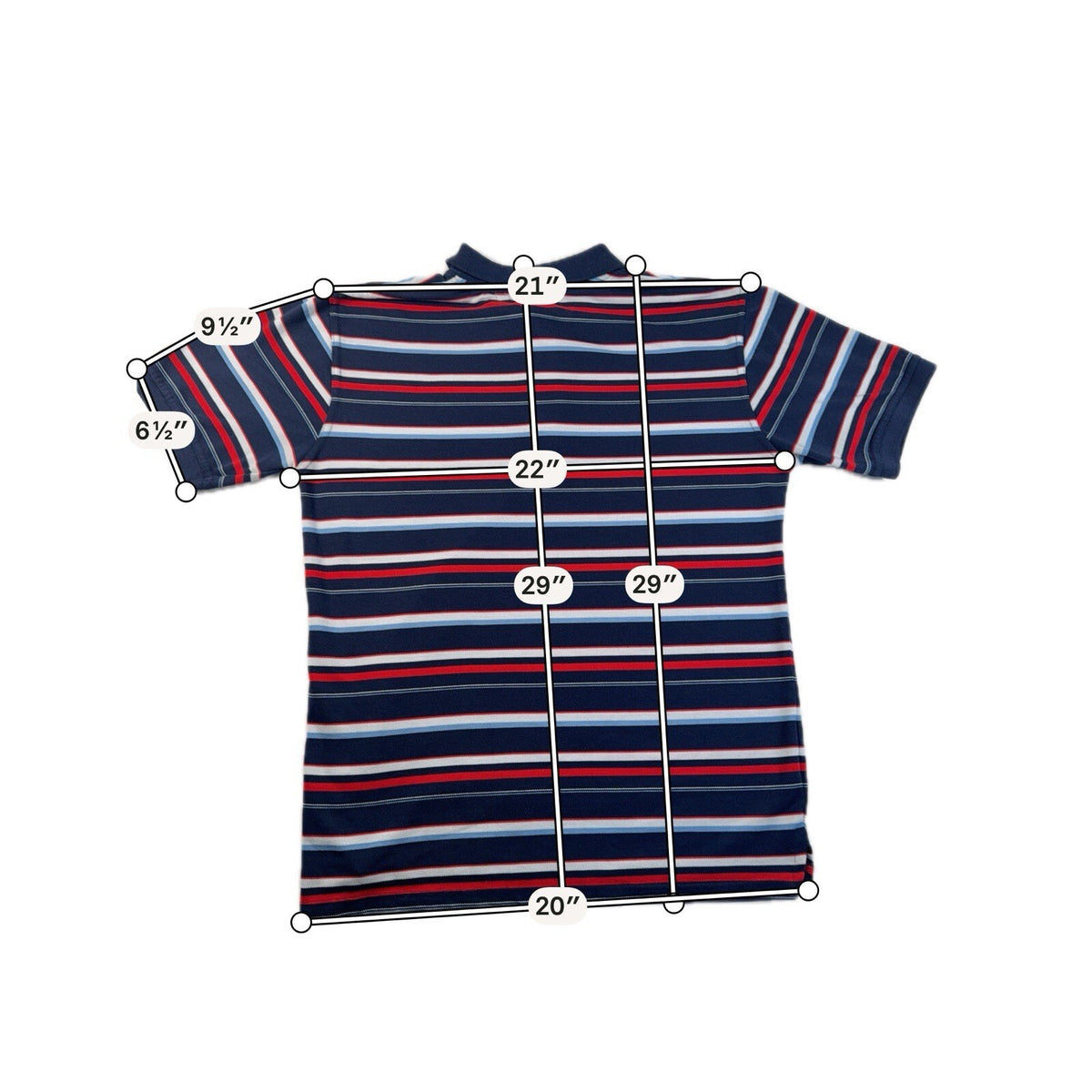 Polo Ralph Lauren Polo Shirt Blue & White Red Striped W/ Pony XL Youth Pre-Owned