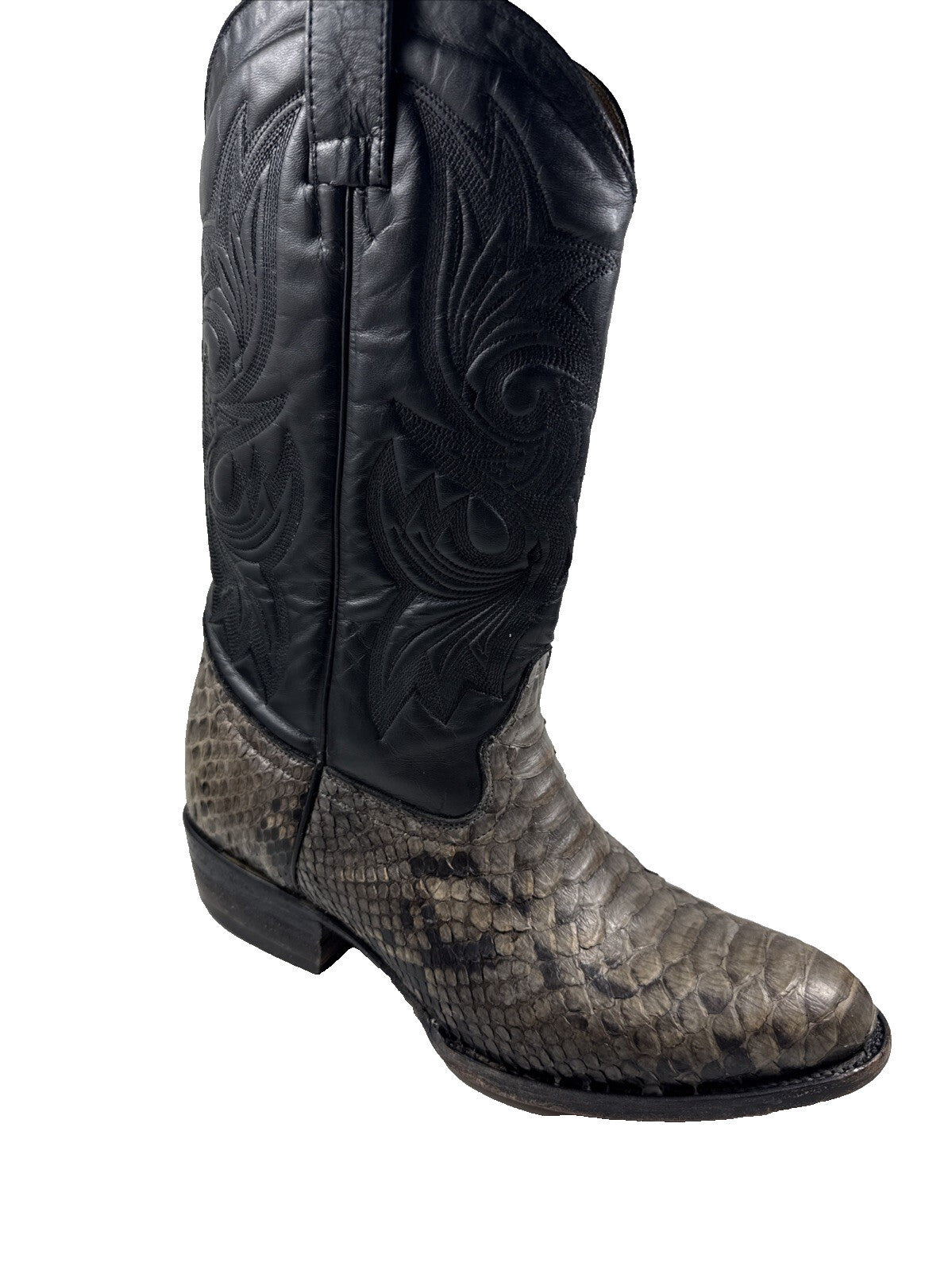 Vintage African Boot Co. White Gray Python Snakeskin Cowboy Boots Men's  SZ 8.5