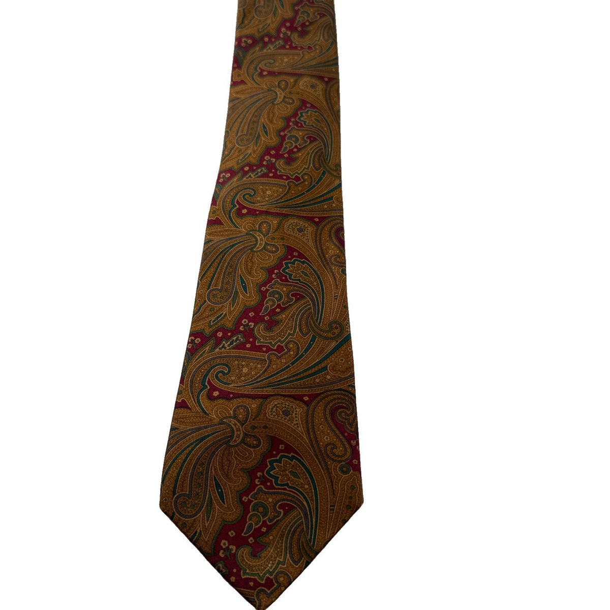 Burberry Men’s Silk Tie British Burberry Old Money Tie Burgundy/Gold Pre Owned