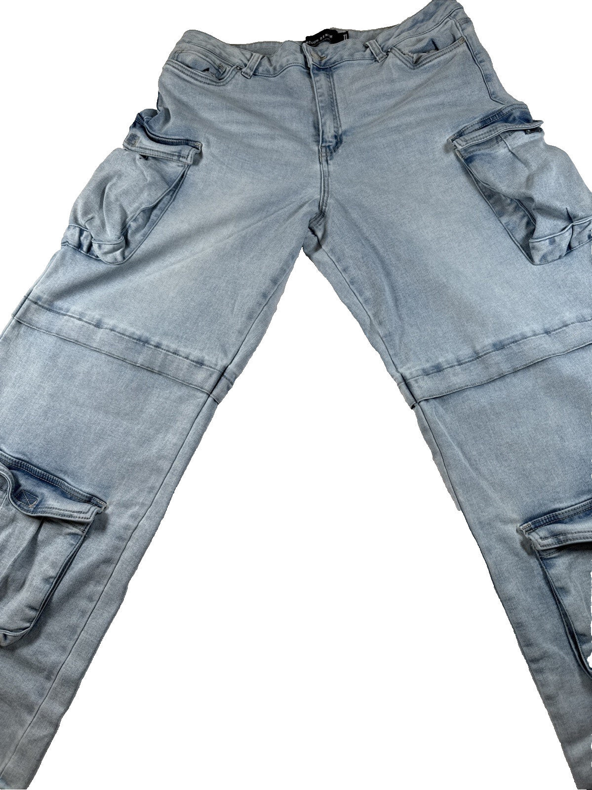 Refuge Women’s Light Wash Blue Denim Cargo Pocket Jeans Size 11 Pre Owned