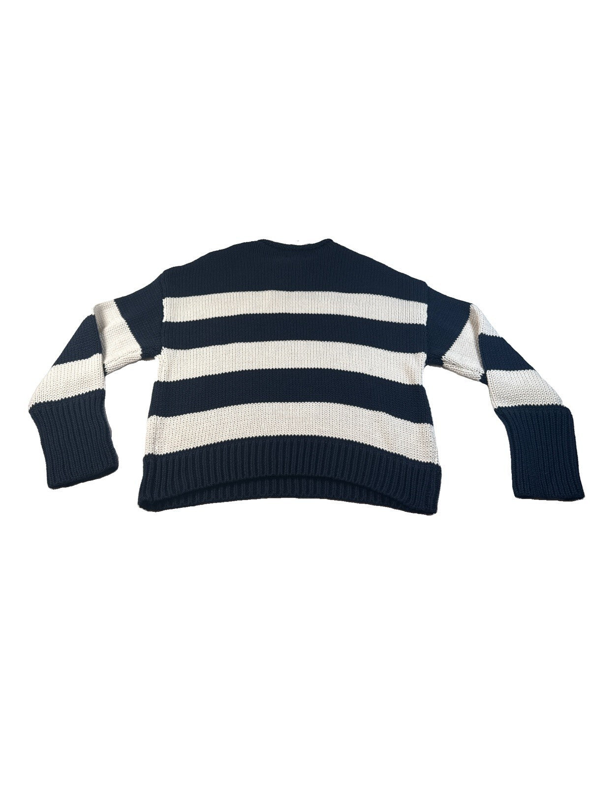 Elie Tahari Women Blue With White Striped Cotton Knit Sweater XL/TG New With Tag