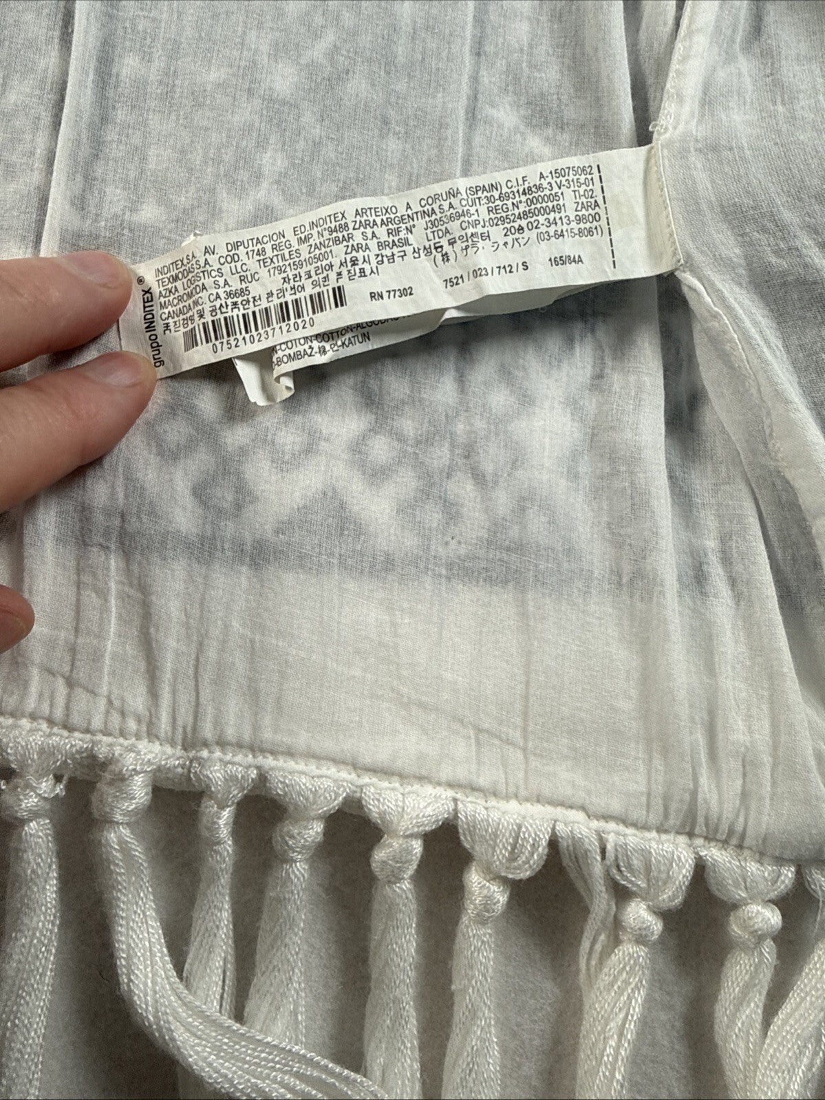 Zara Aztec Embroidered Fringe Jacket in Optic White Sz M Pre Owned