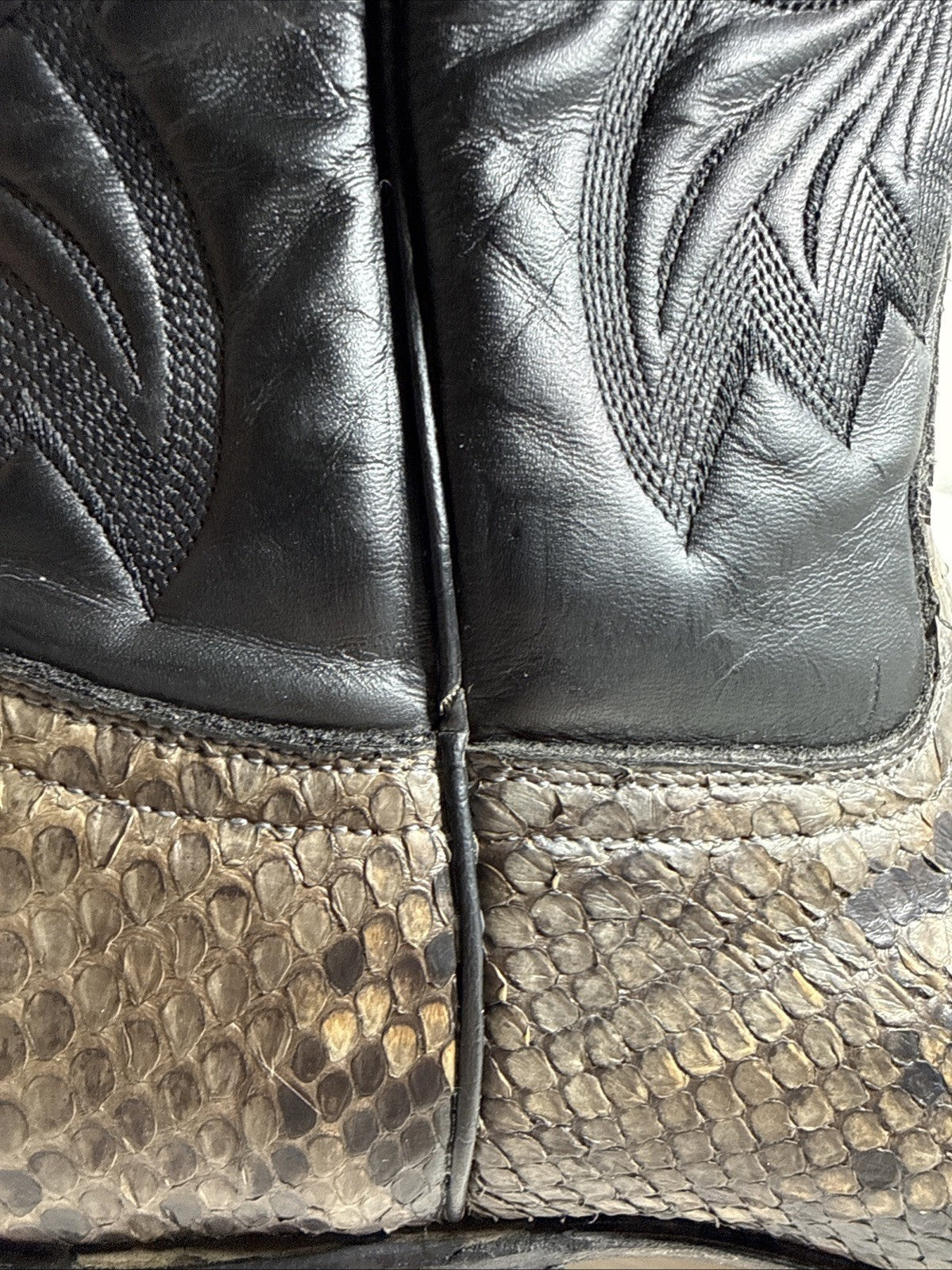 Vintage African Boot Co. White Gray Python Snakeskin Cowboy Boots Men's  SZ 8.5