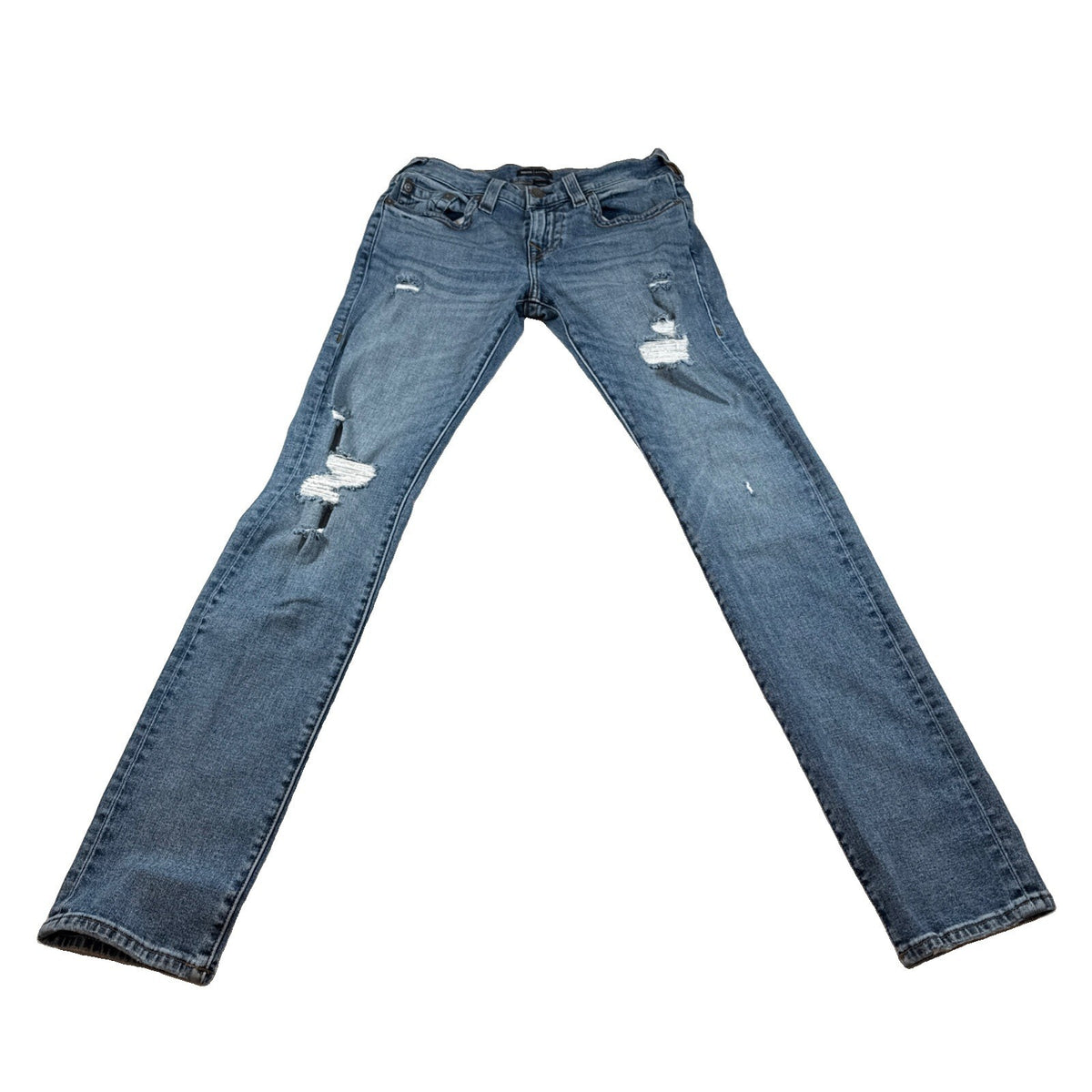 True Religion Rocco Womens Blue Jeans Relaxed Skinny Sz 28 Pre Owned