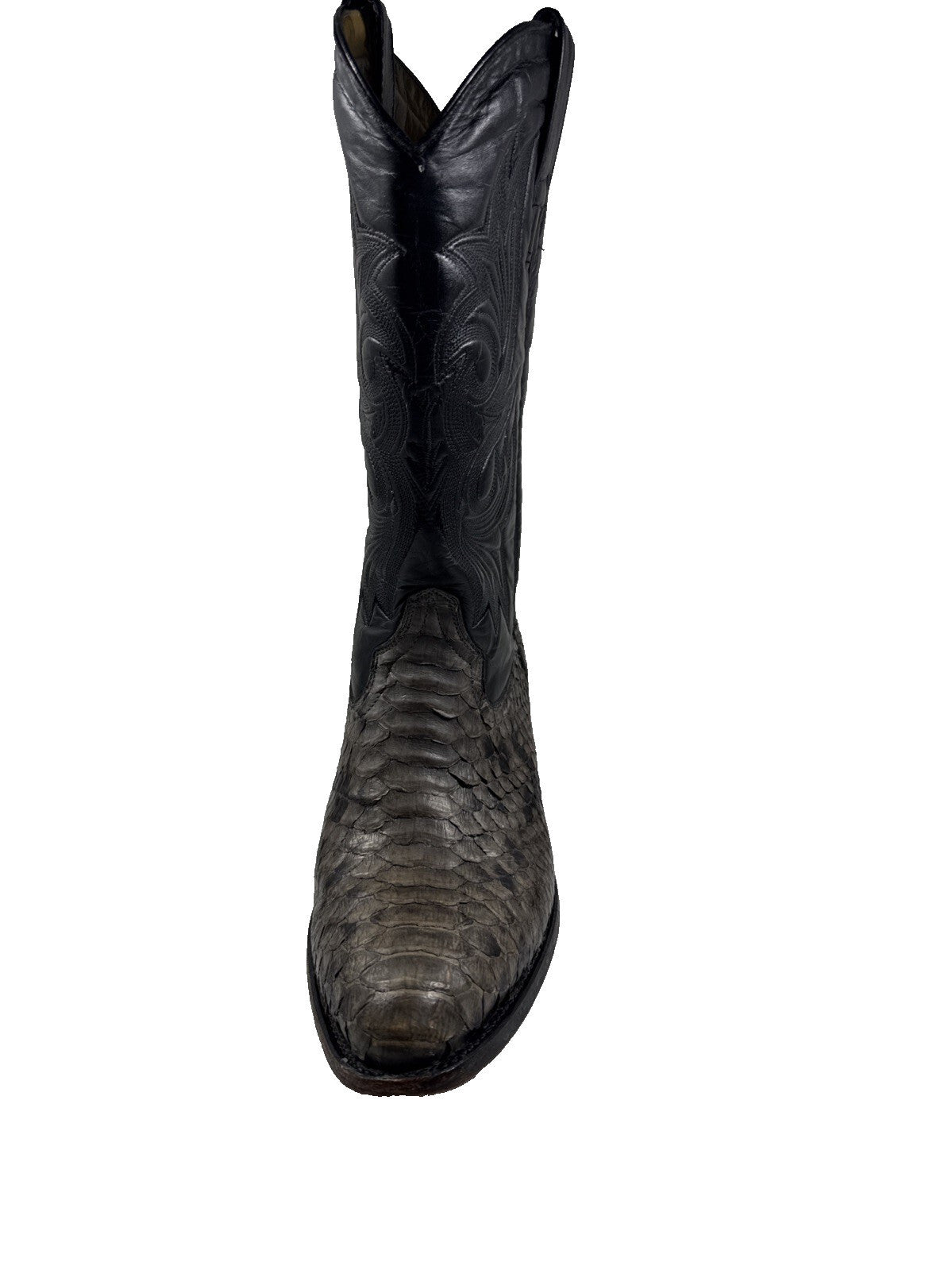 Vintage African Boot Co. White Gray Python Snakeskin Cowboy Boots Men's  SZ 8.5