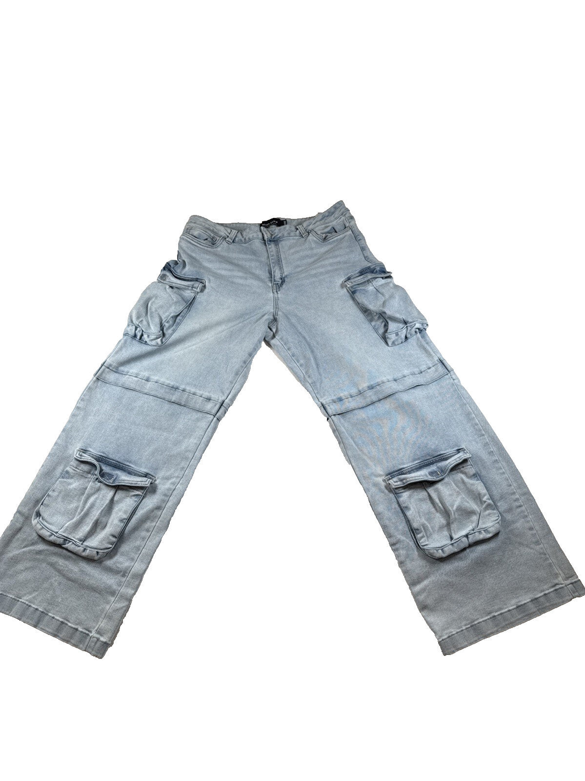Refuge Women’s Light Wash Blue Denim Cargo Pocket Jeans Size 11 Pre Owned