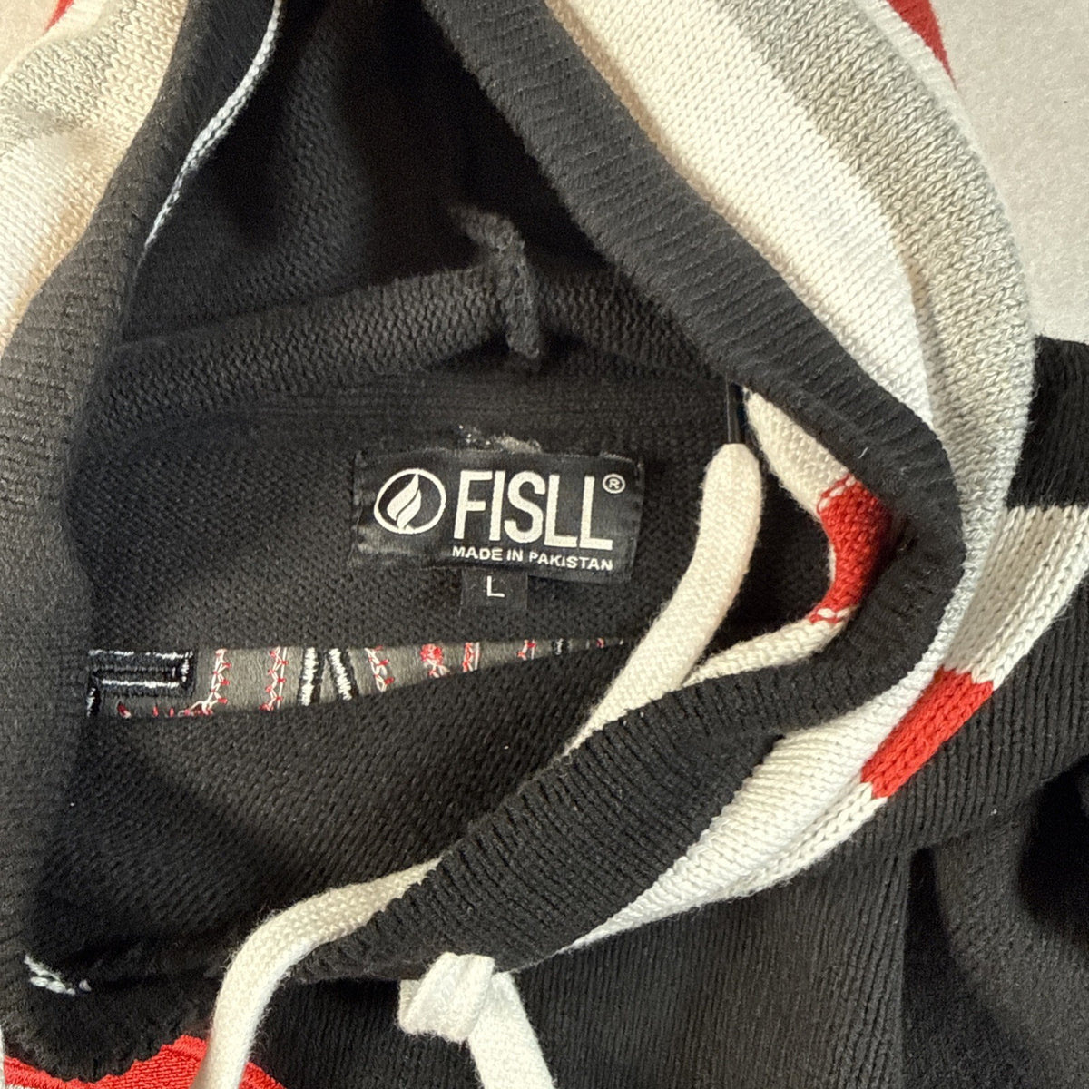 FISLL Mens NBA ROCKETS  Pull Over Sweater Black Knit Hoodie Size L New With Tag