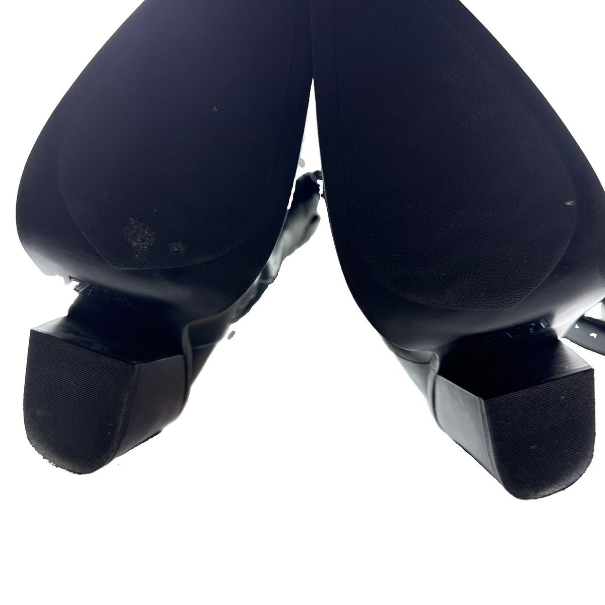 Zara Knee High Black Leather Cowboy Boots Classic Size 10 Pre Owned