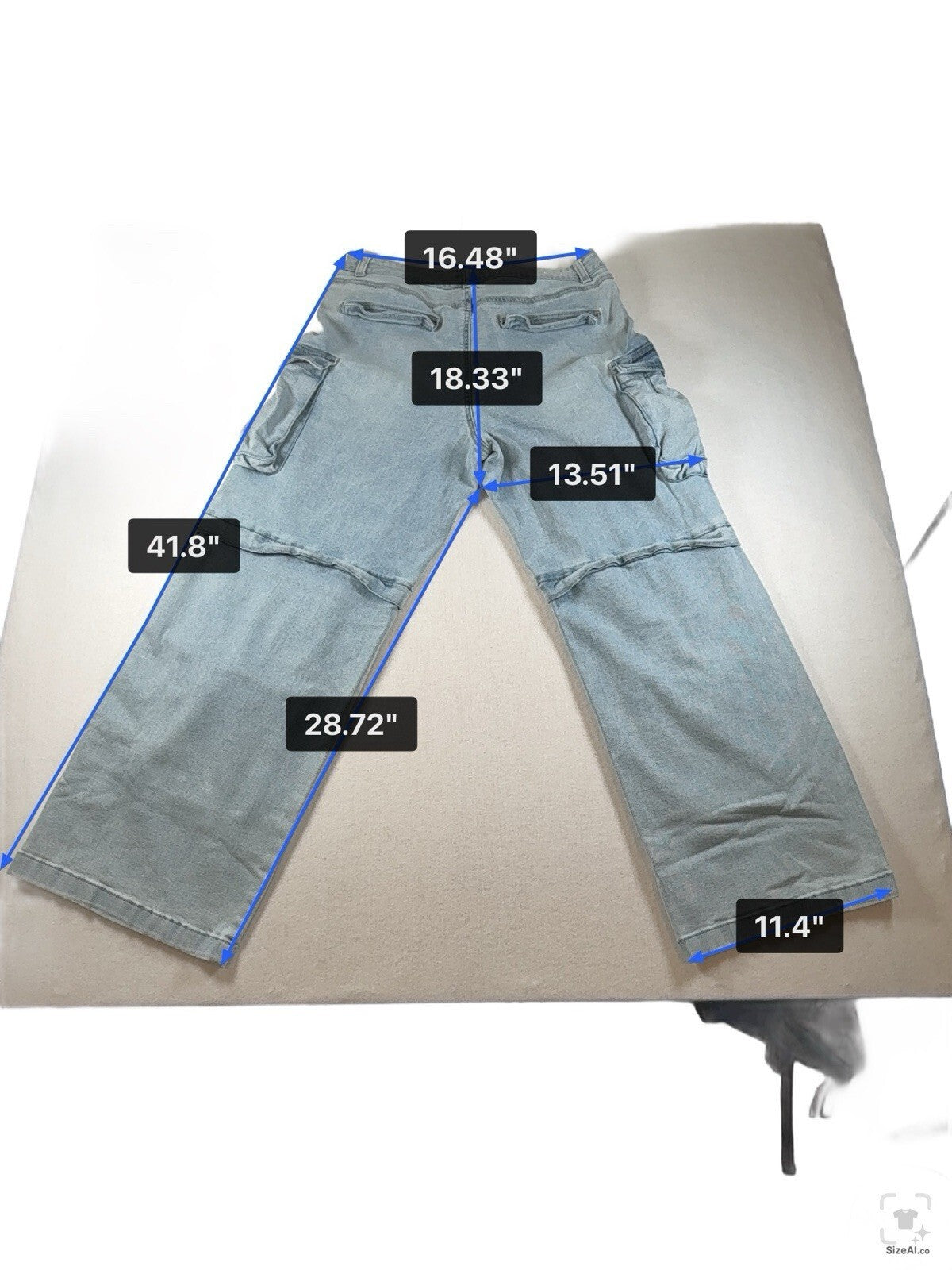 Refuge Women’s Light Wash Blue Denim Cargo Pocket Jeans Size 11 Pre Owned
