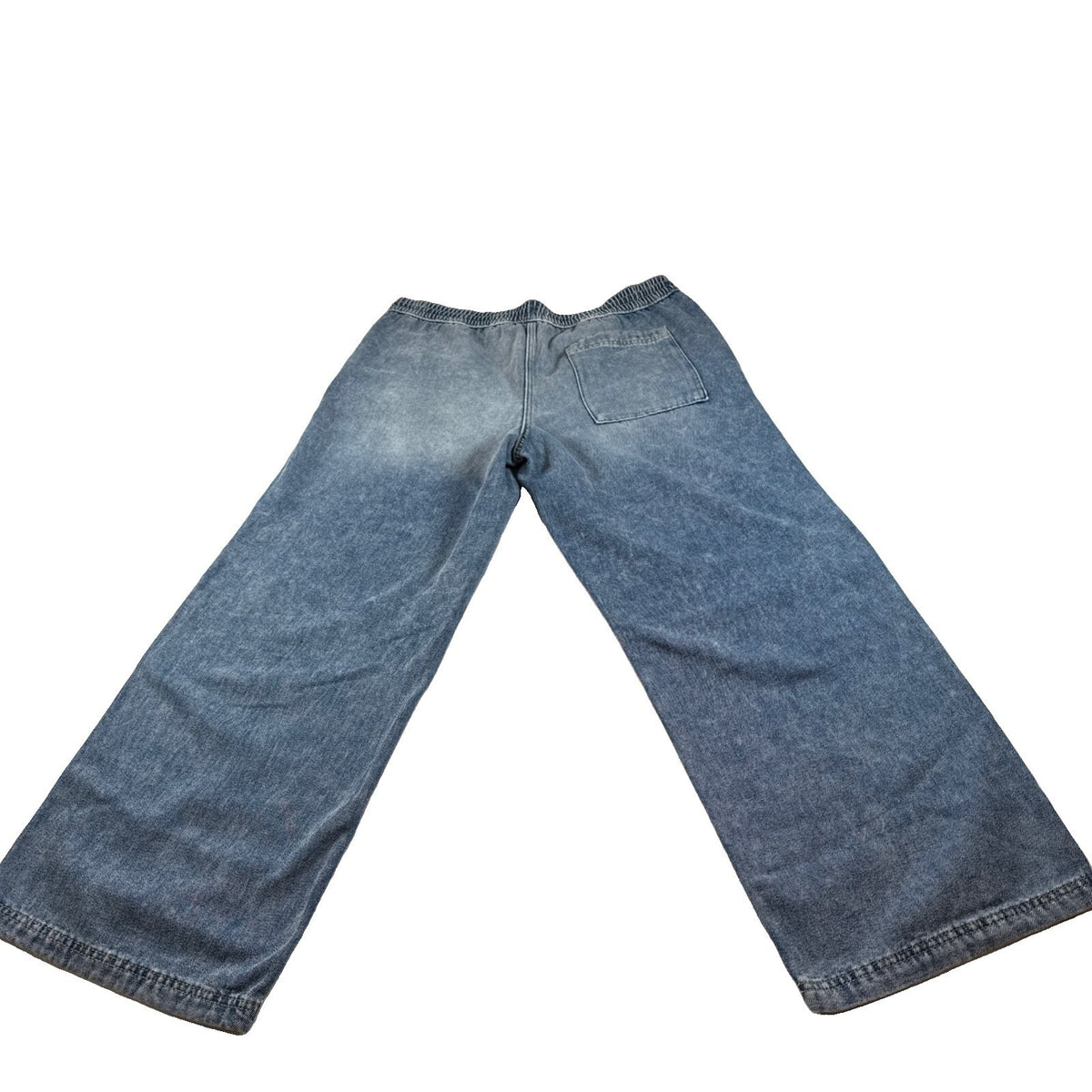 H&M Women's Wide-Leg Denim Jeans Size LDrawstring Waist Streetwear Pre Owned