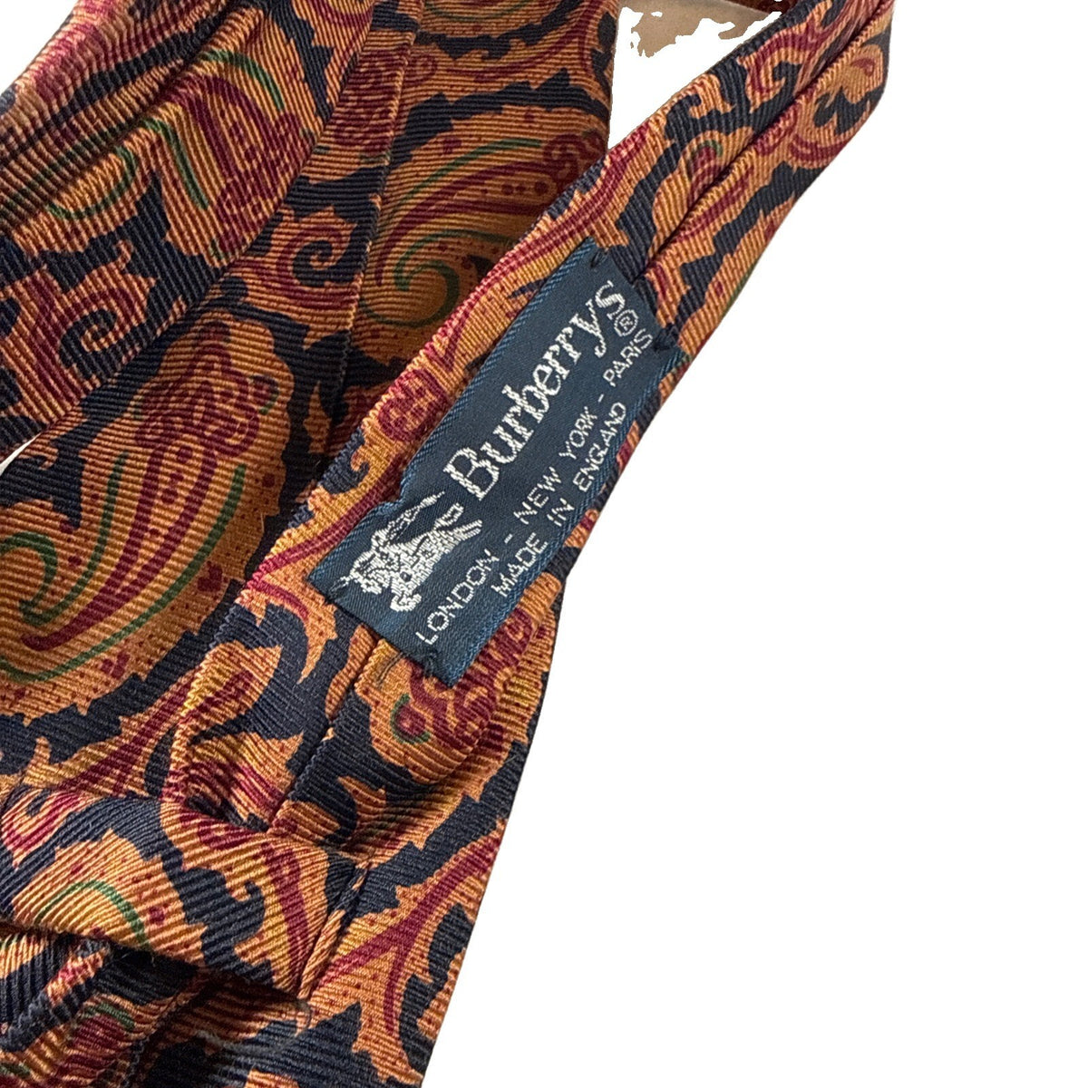 Burberry Men’s Silk Tie British Burberry Old Money Tie Burgundy/Gold Pre Owned