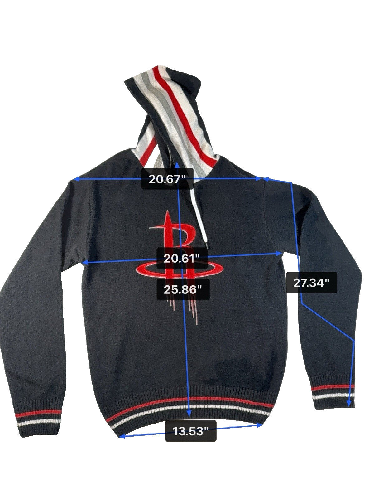 FISLL Mens NBA ROCKETS  Pull Over Sweater Black Knit Hoodie Size L New With Tag