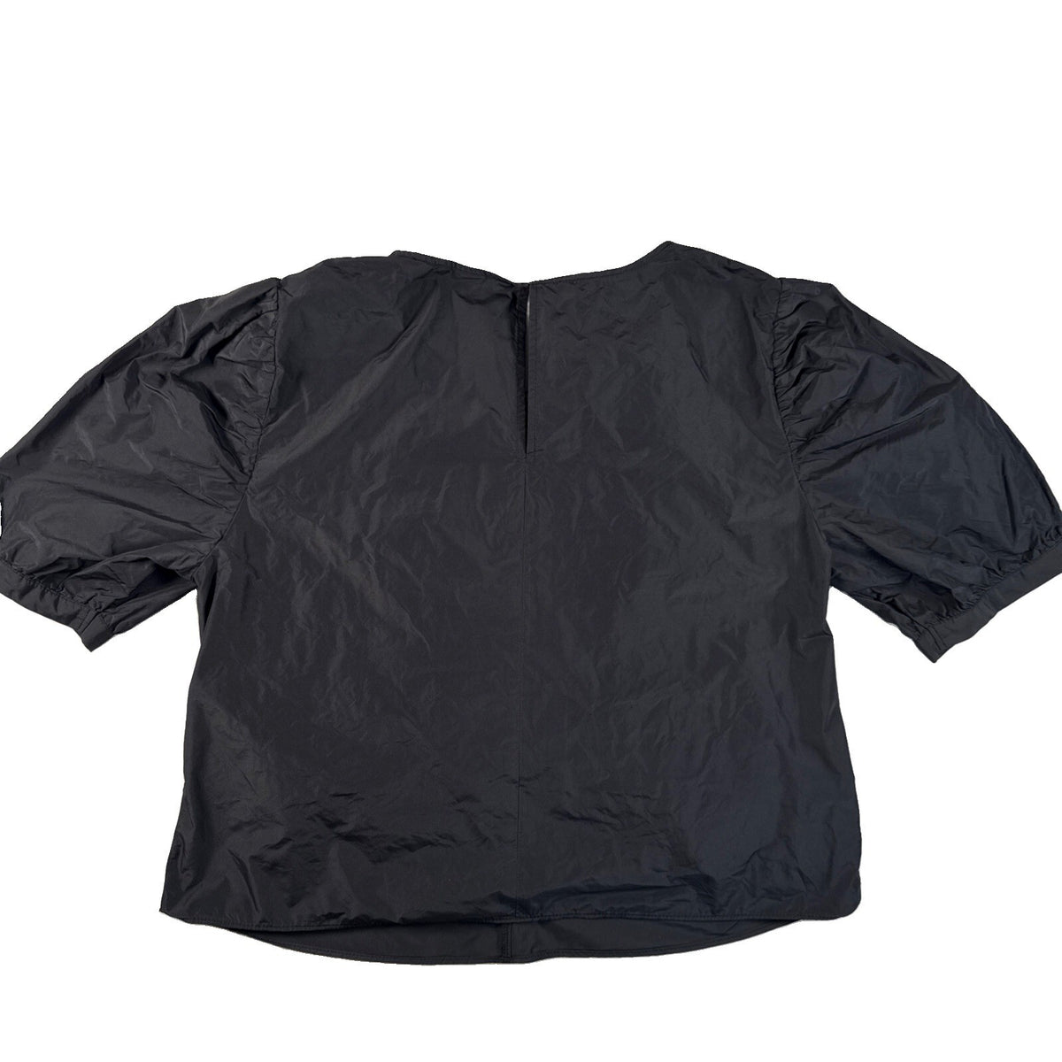 H&M Black Ruched Puff Sleeve Blouse Women's Size 12 Pre Owned