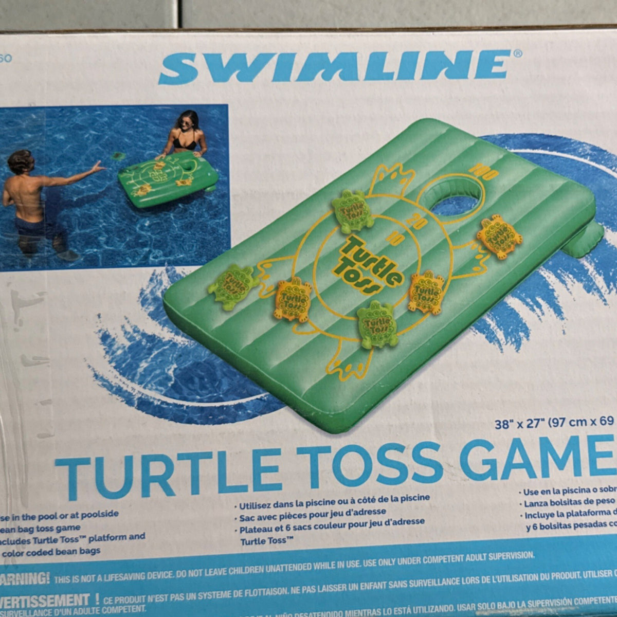 Swimline Turtle Water Toy 36" x 27" Green Vinyl for Ages 8-11