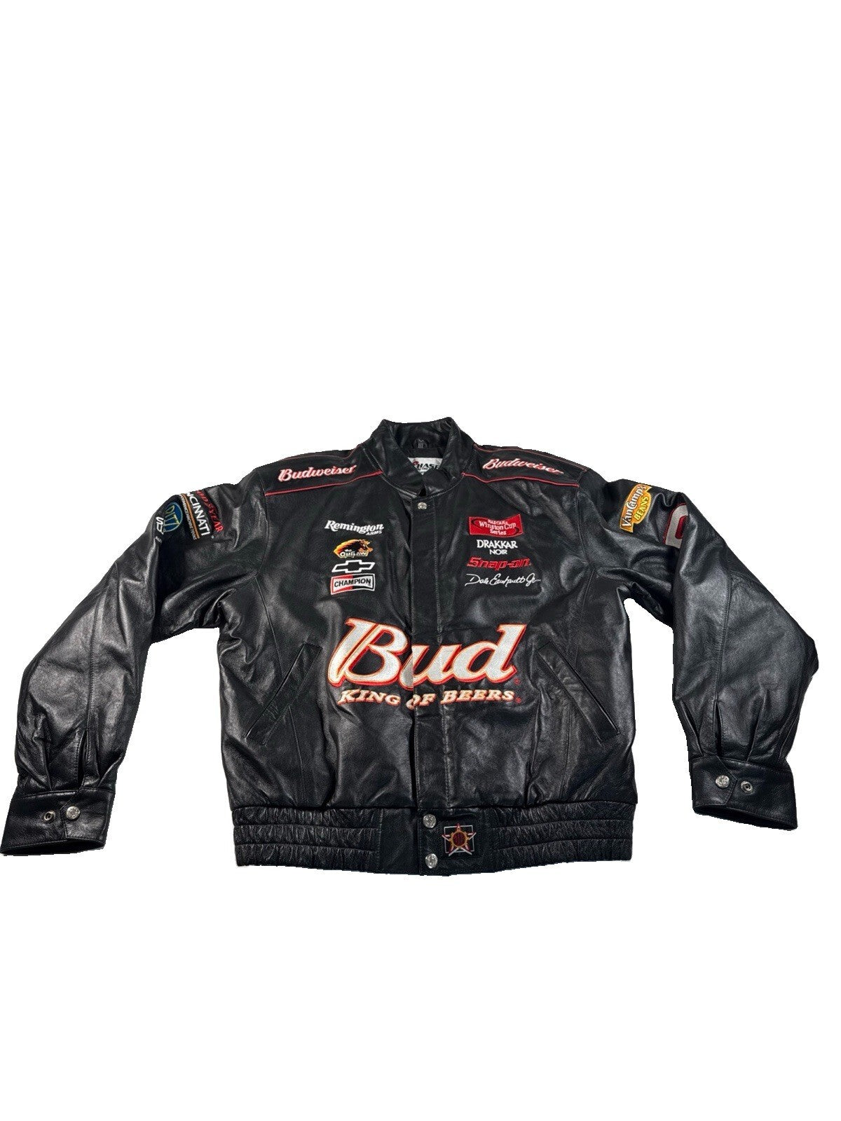 Chase Authentic Dale Earnhardt Bud King Of Beers NASCAR Jacket Black M Pre Owned