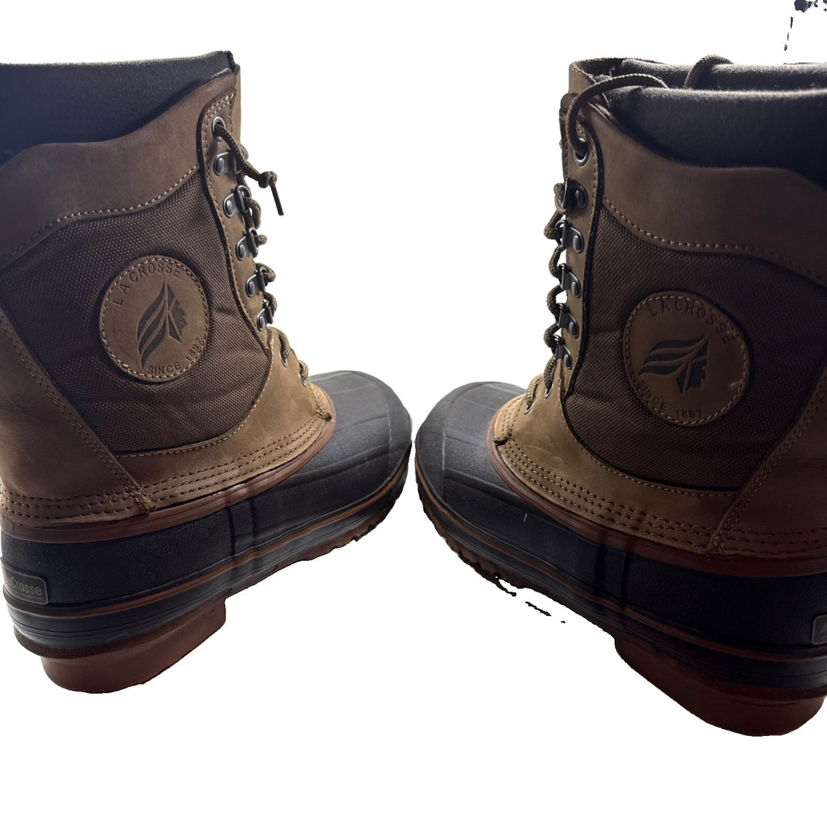 LaCrosse Ice King Snow Boots Mens Sz-9 Brown Leather Rubber Insulated Pre Owned