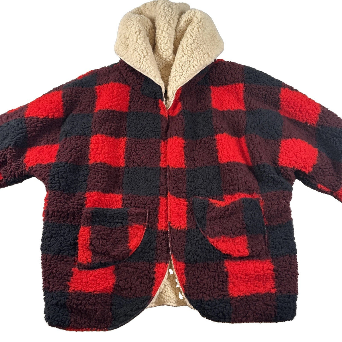 SweetRain Fleece Hooded Jacket Plaid Sz S Pre Owned Very Clean