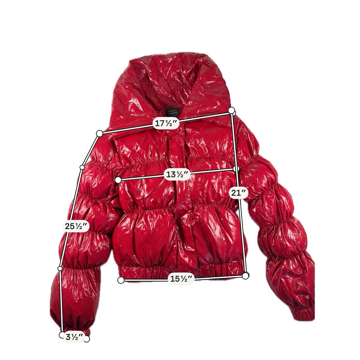 Forever 21  Full Zip-Up Shiny Pink Puffer Jacket Women S