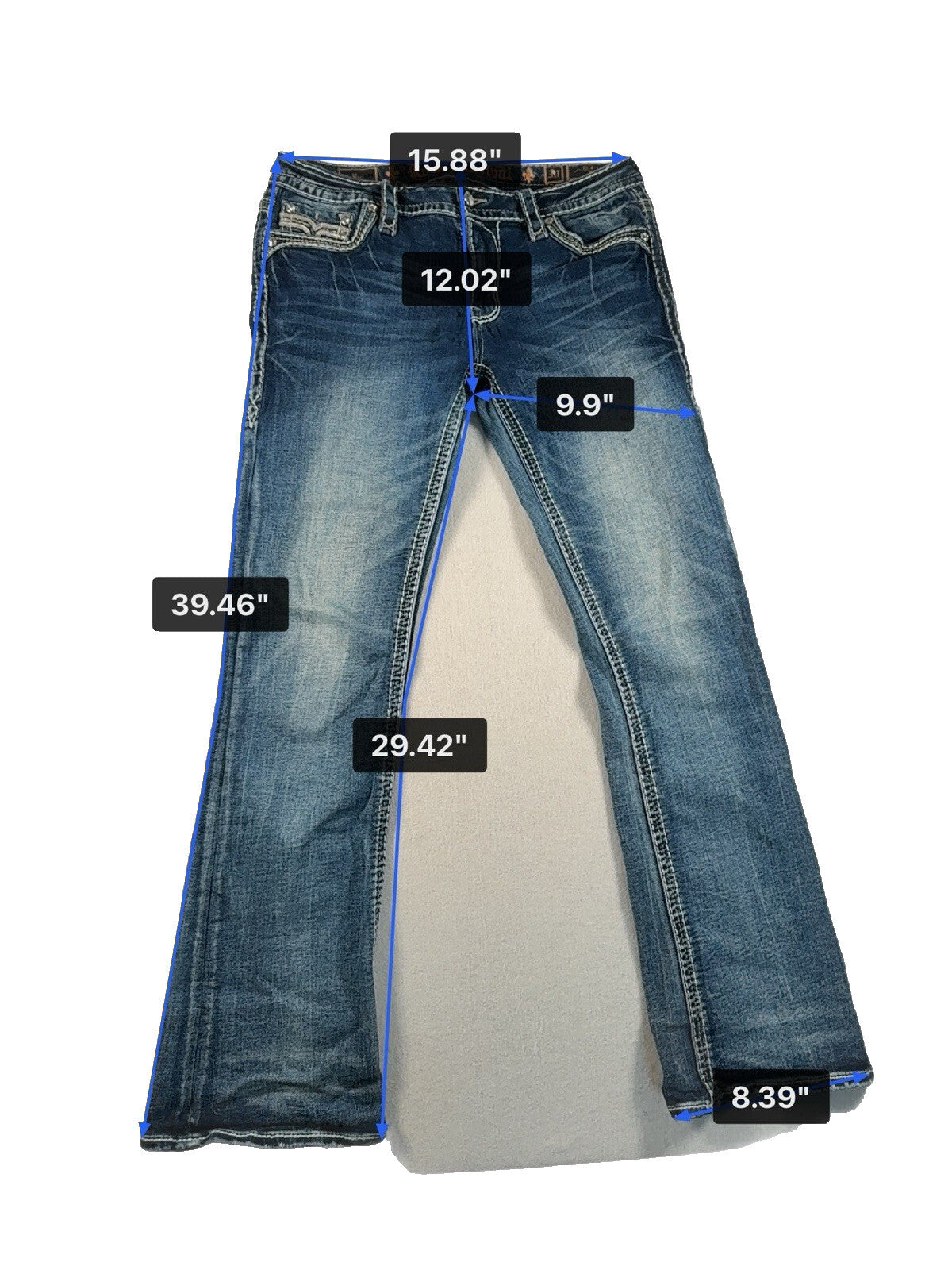 Rock Revival Mens Blue Jeans Size 31 Boot Cut Mid Rise Pre Own