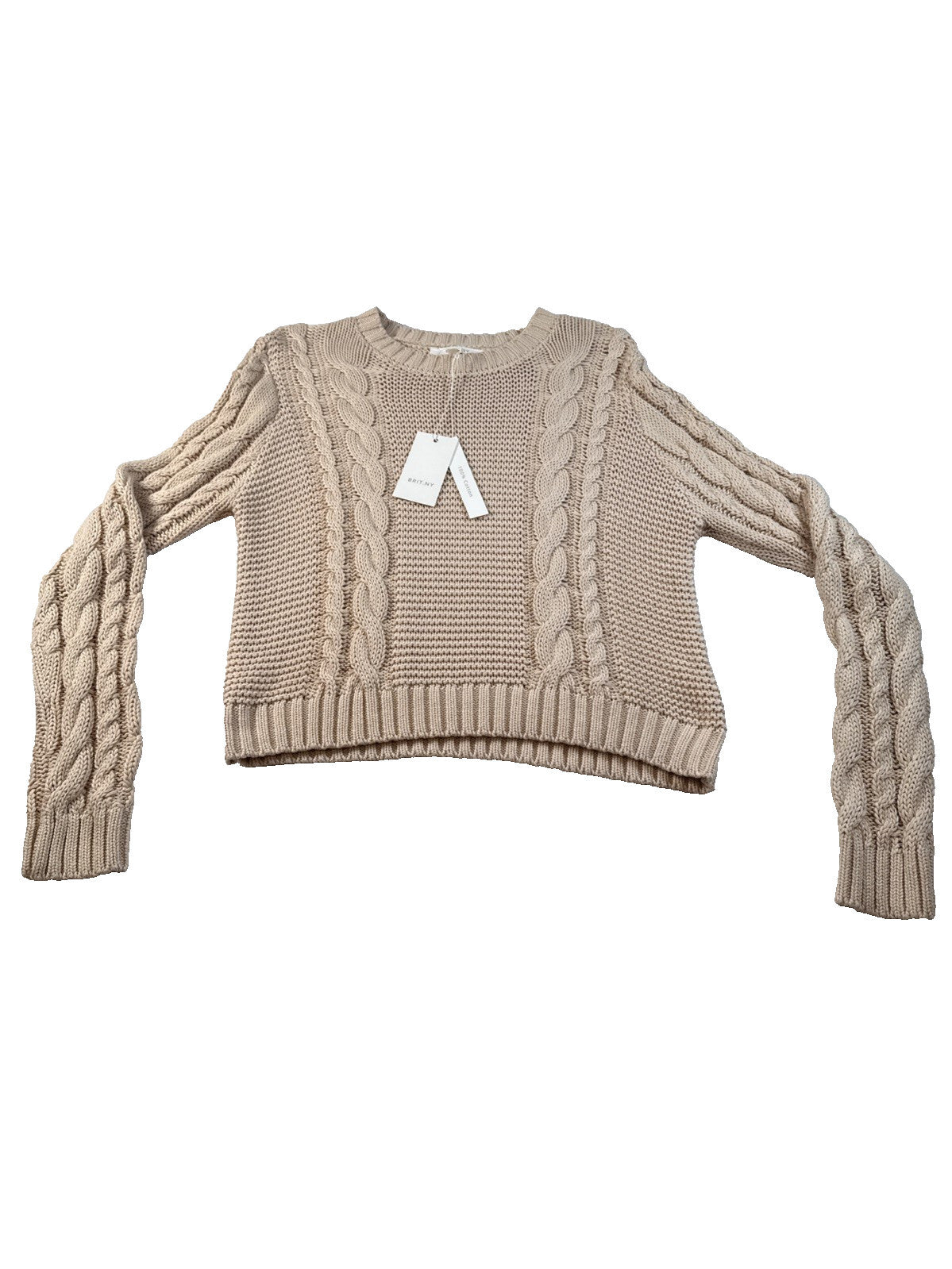 Brit.NY Women’s Sweater Tan Size M Cotton New With Tags