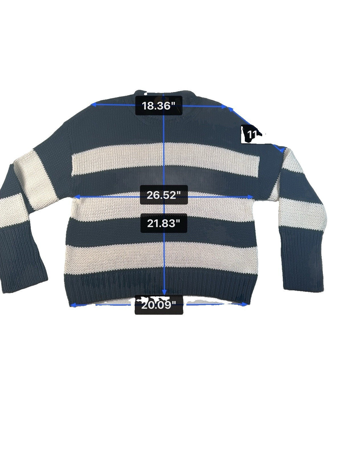 Elie Tahari Women Blue With White Striped Cotton Knit Sweater XL/TG New With Tag