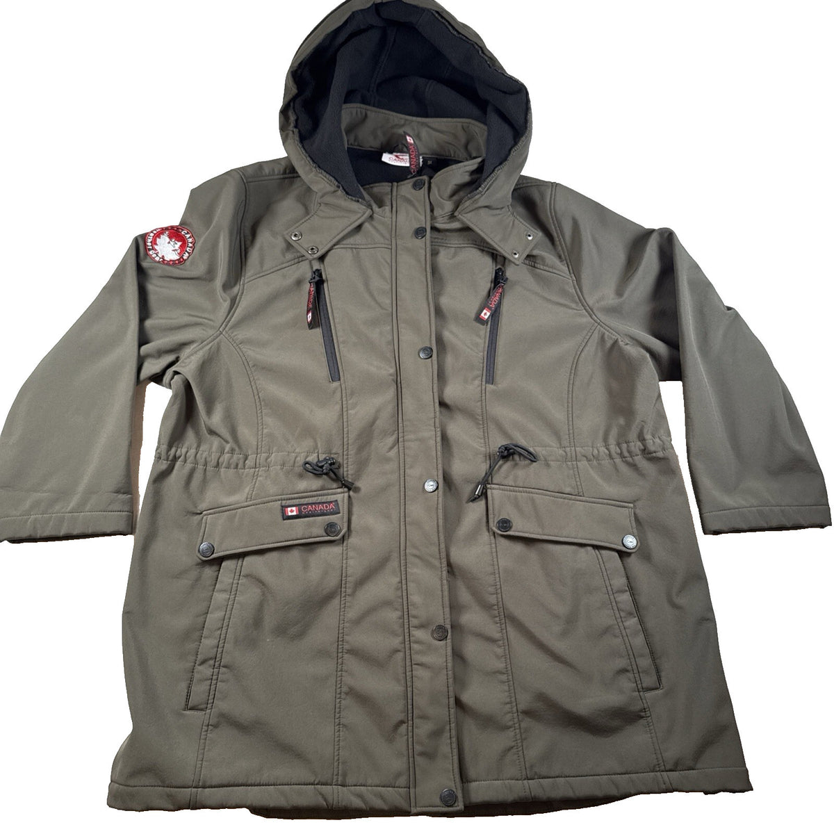 Canada Weatergear Men's Hooded Puffer Jacket Olive Size 3XL Pre Owned
