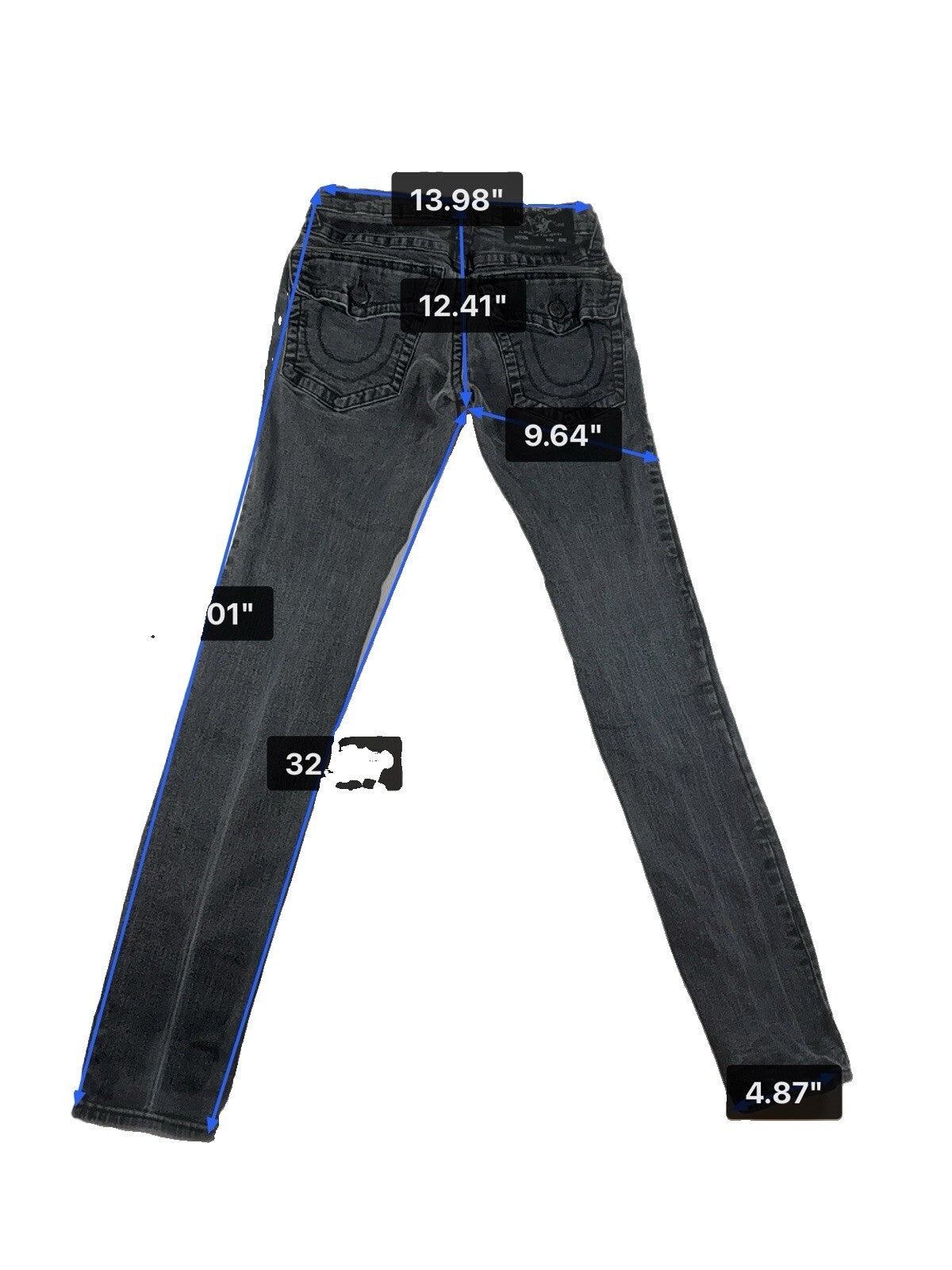 True Religion Rocco Womens Black Jeans World Tour Relaxed Skinny Sz 28 Pre Owned