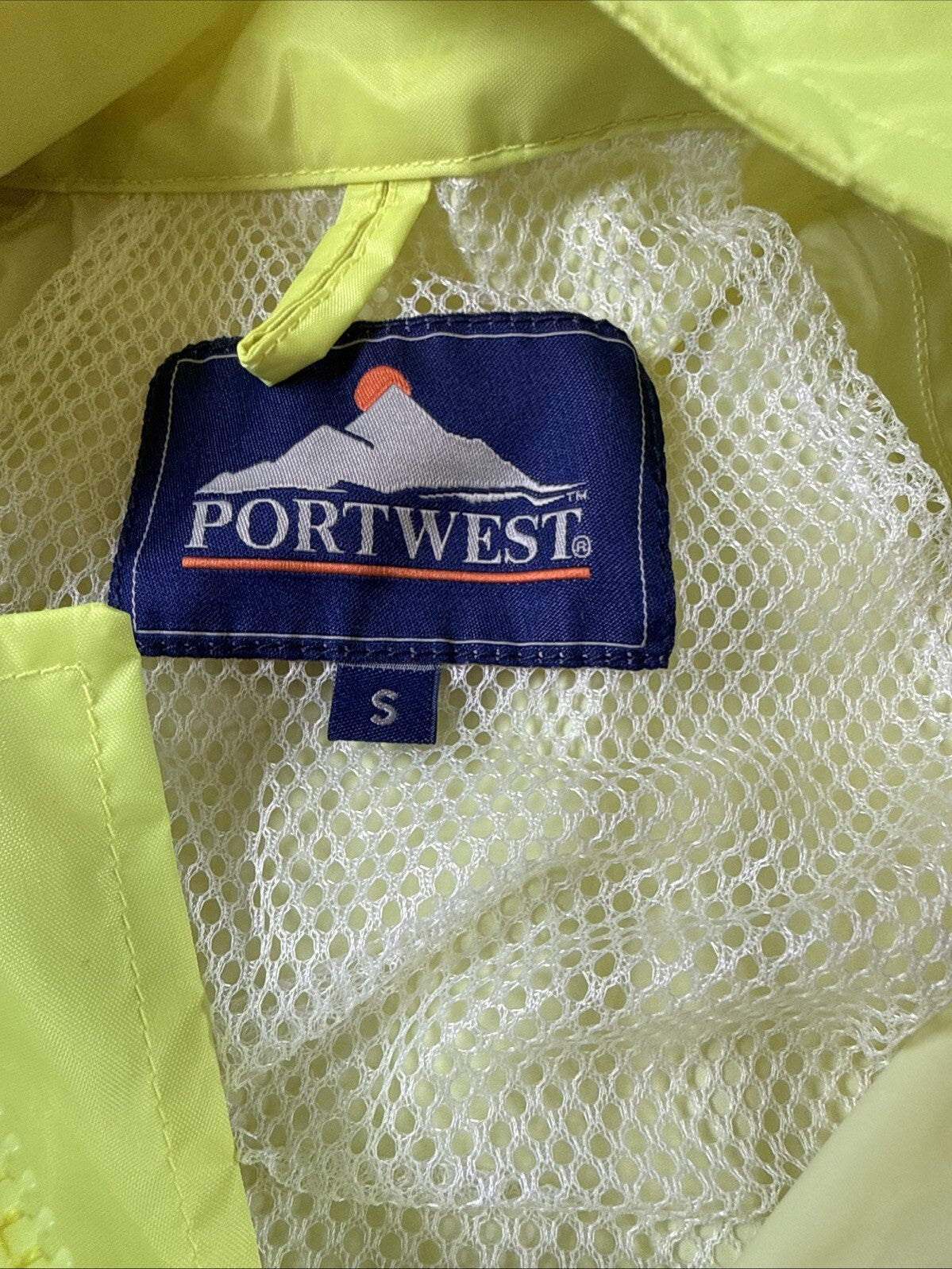 Portwest Rain Jacket Hooded Size S Neon Yellow Waterproof  S440 Pre Owned