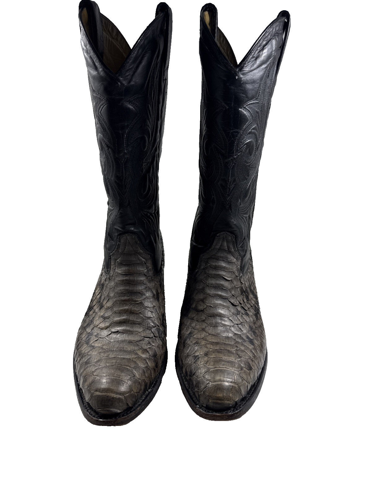 Vintage African Boot Co. White Gray Python Snakeskin Cowboy Boots Men's  SZ 8.5