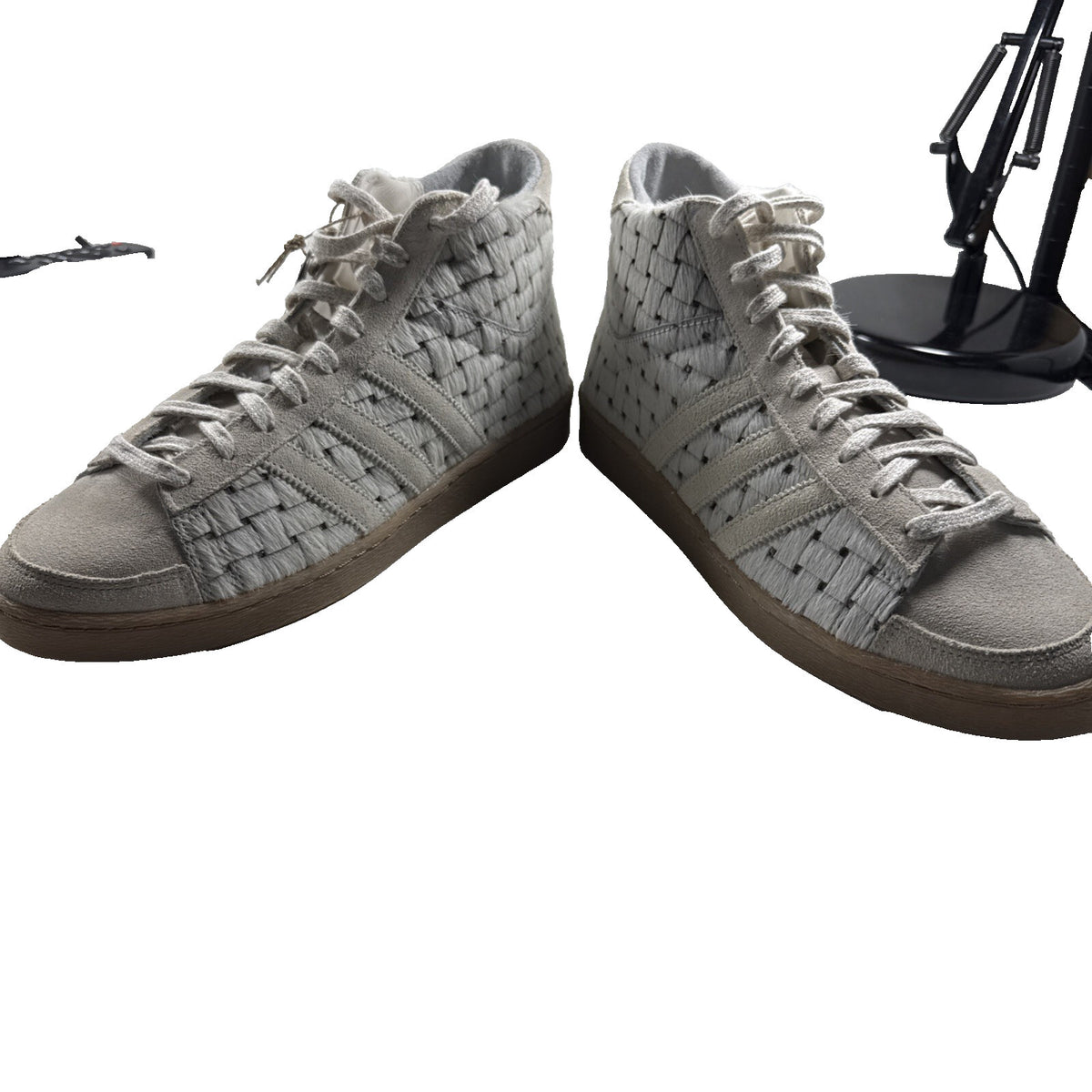 adidas Jabbar Hi  Womens Off White Sneakers Size 12 JS0799 Pony Hair NWT