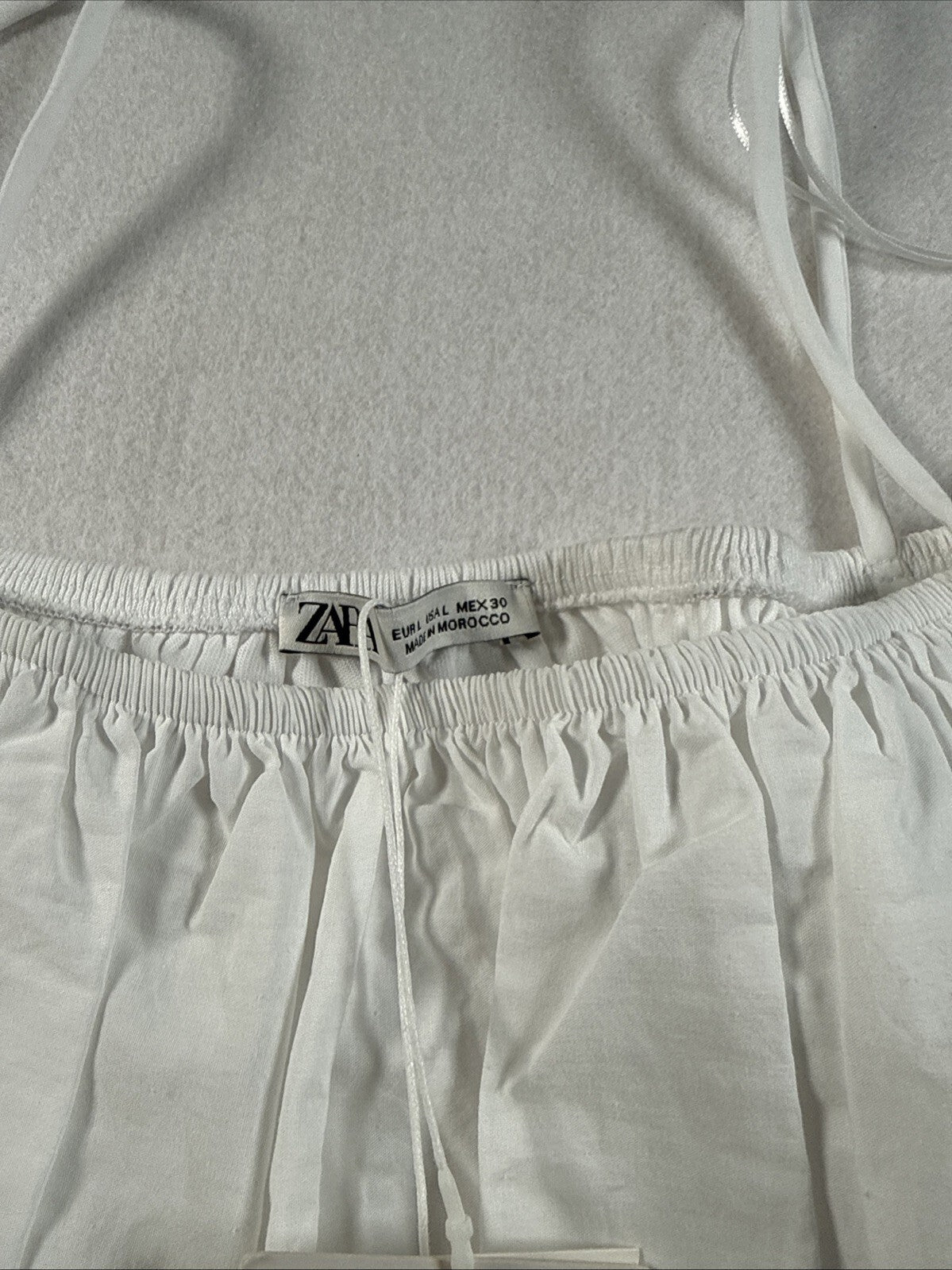 ZARA Womens Ballon Sleeve Crop Top Blouse White SZ Large New With Tag Pre Owned