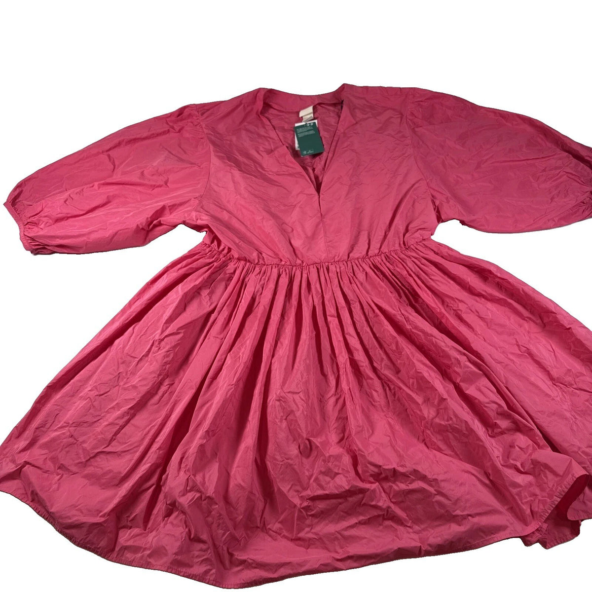 H&M Show Stopping V-Neck Dress With Puffy Arms Size Large Pre Owned