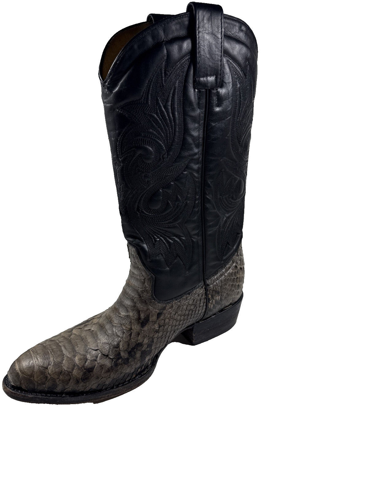 Vintage African Boot Co. White Gray Python Snakeskin Cowboy Boots Men's  SZ 8.5
