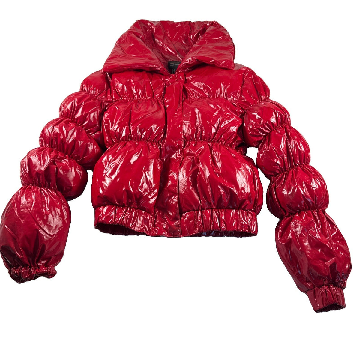 Forever 21  Full Zip-Up Shiny Pink Puffer Jacket Women S