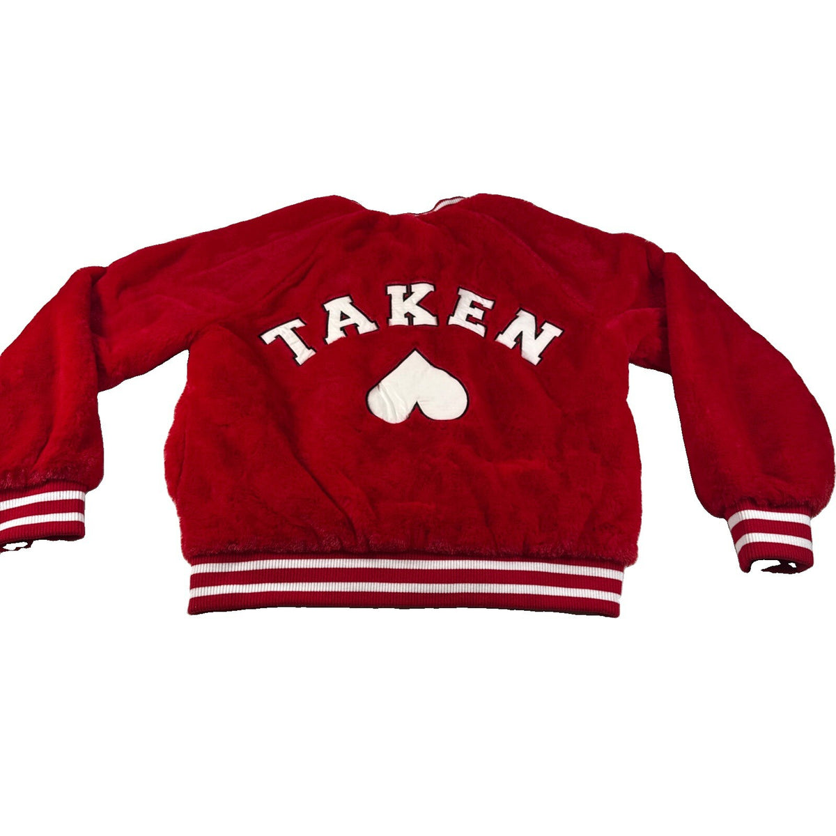Forever 21 Faux Fur Bomber Jacket Full Zip Women's Red - Size L Pre Owned