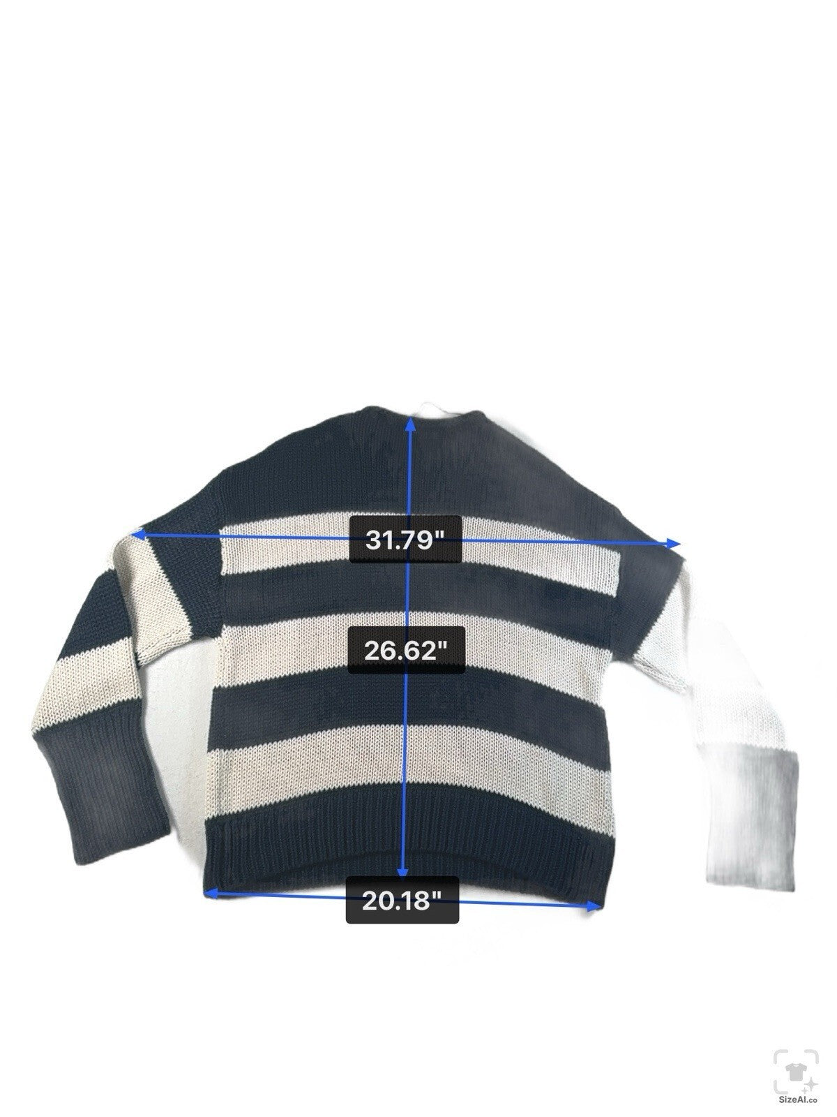 Elie Tahari Women Blue With White Striped Cotton Knit Sweater XL/TG New With Tag